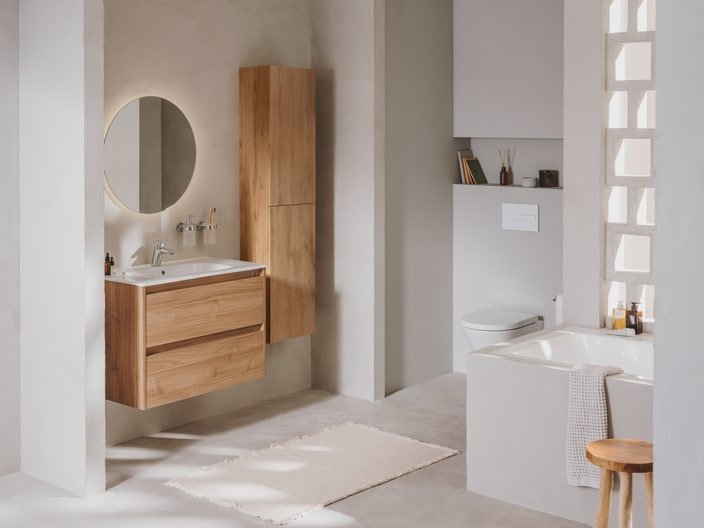 Roca - Mueble base Tenet Unik de dos cajones y lavabo - BricoandPool