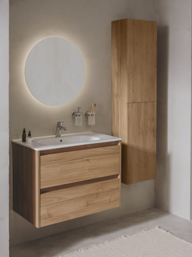 Roca - Mueble base Tenet Unik de dos cajones y lavabo Nogal - BricoandPool