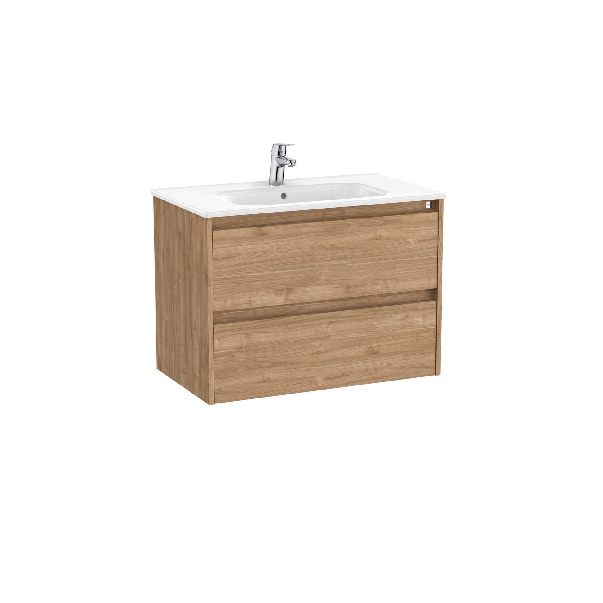 Roca - Mueble base Tenet Unik de dos cajones y lavabo Nogal - BricoandPool