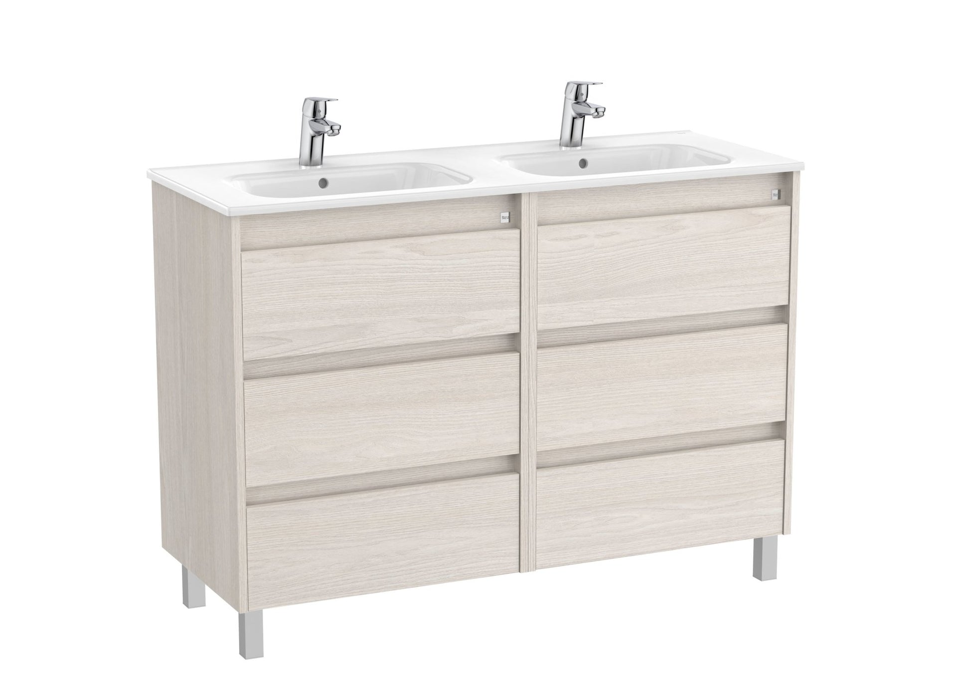 Roca - Mueble base Tenet Unik de seis cajones y lavabo doble - BricoandPool