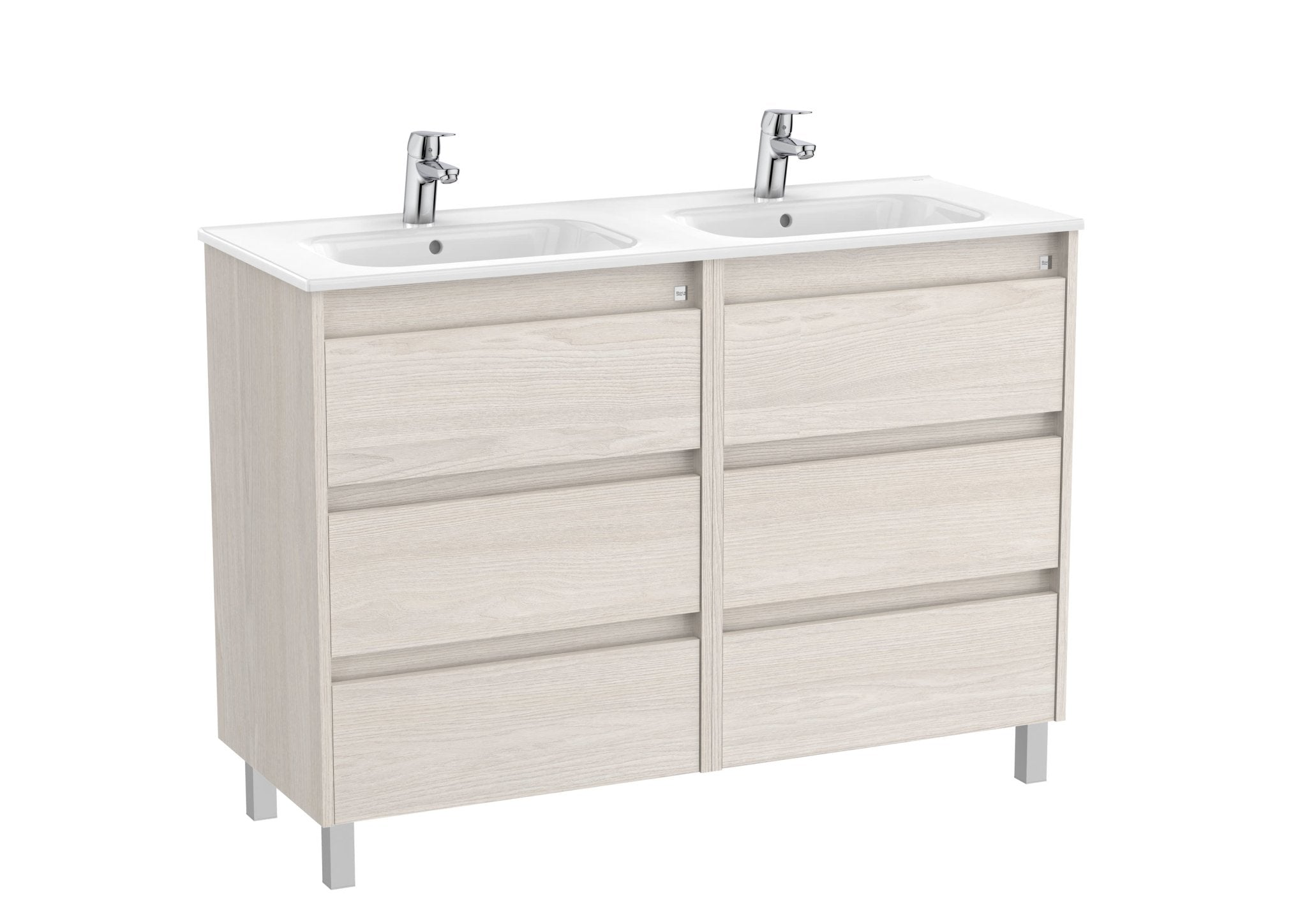 Roca - Mueble base Tenet Unik de seis cajones y lavabo doble - BricoandPool