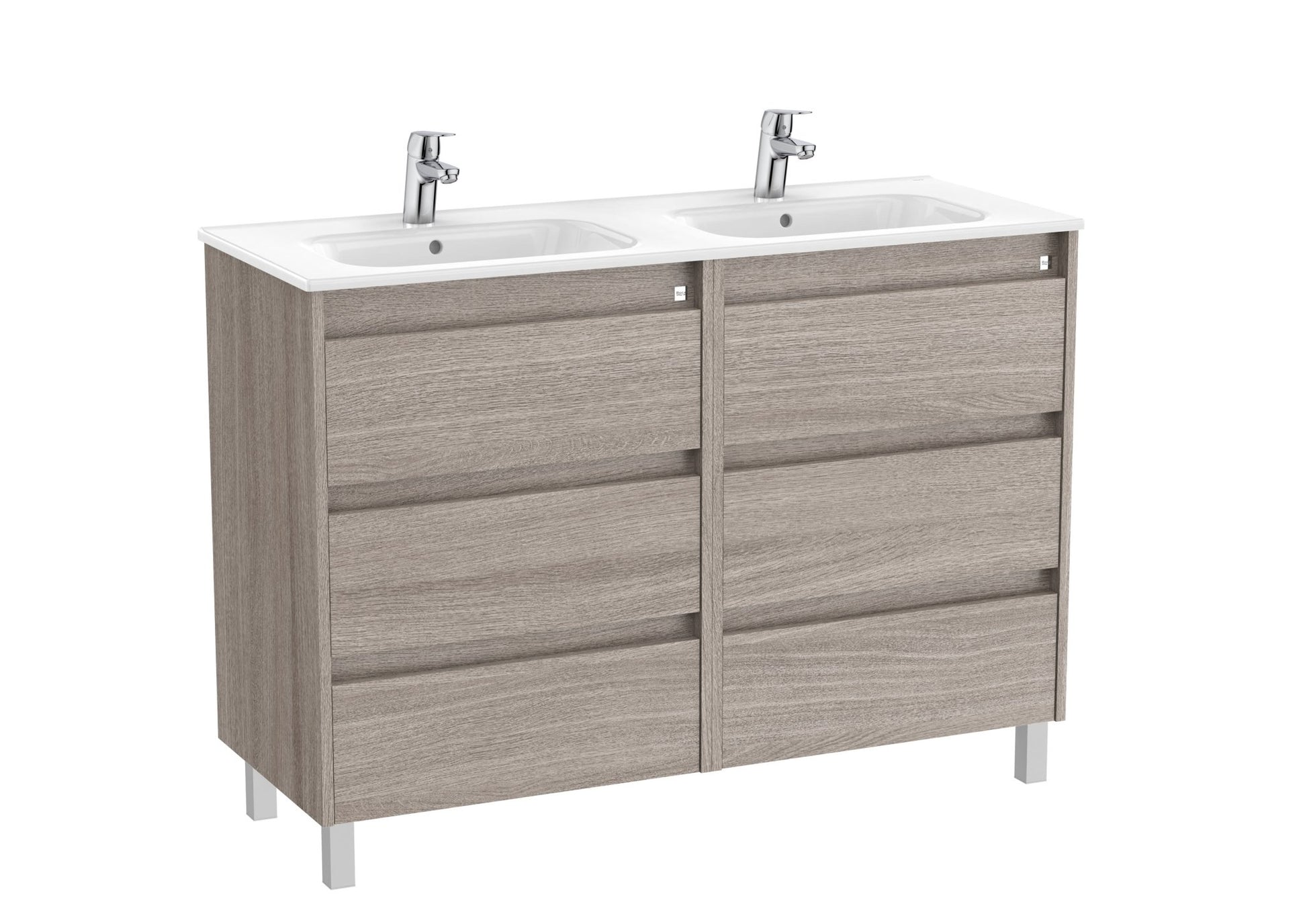Roca - Mueble base Tenet Unik de seis cajones y lavabo doble - BricoandPool