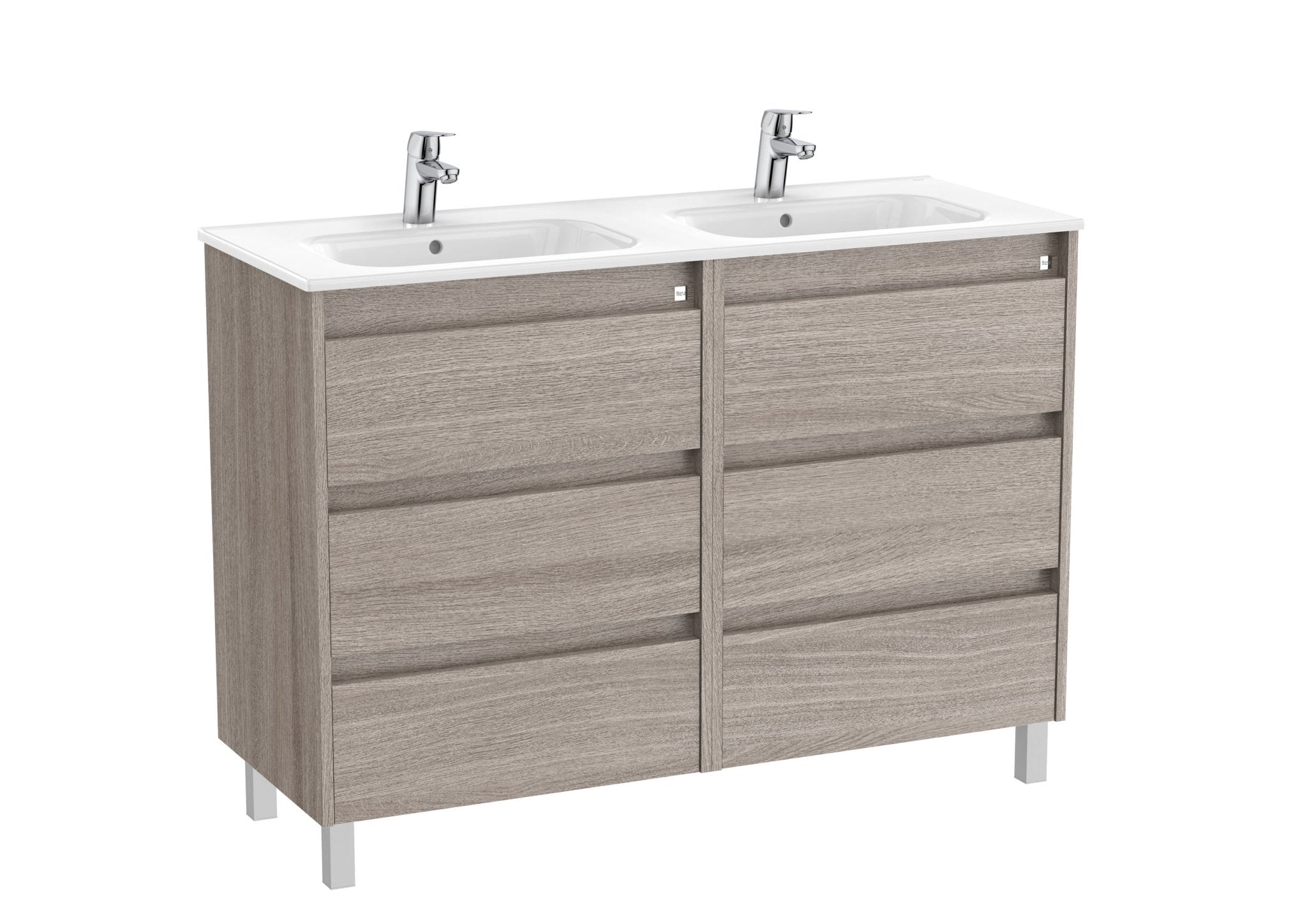 Roca - Mueble base Tenet Unik de seis cajones y lavabo doble - BricoandPool