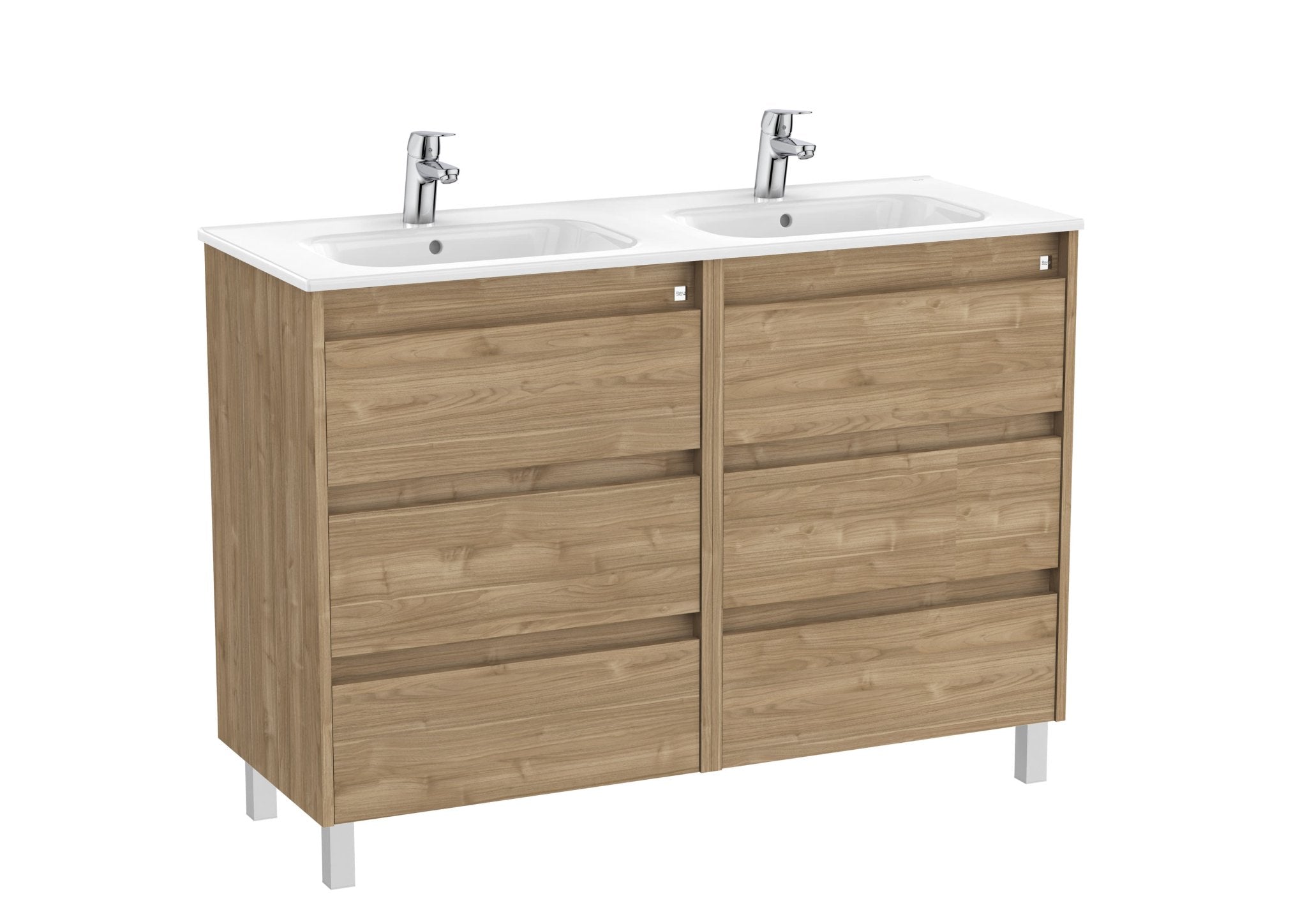 Roca - Mueble base Tenet Unik de seis cajones y lavabo doble - BricoandPool