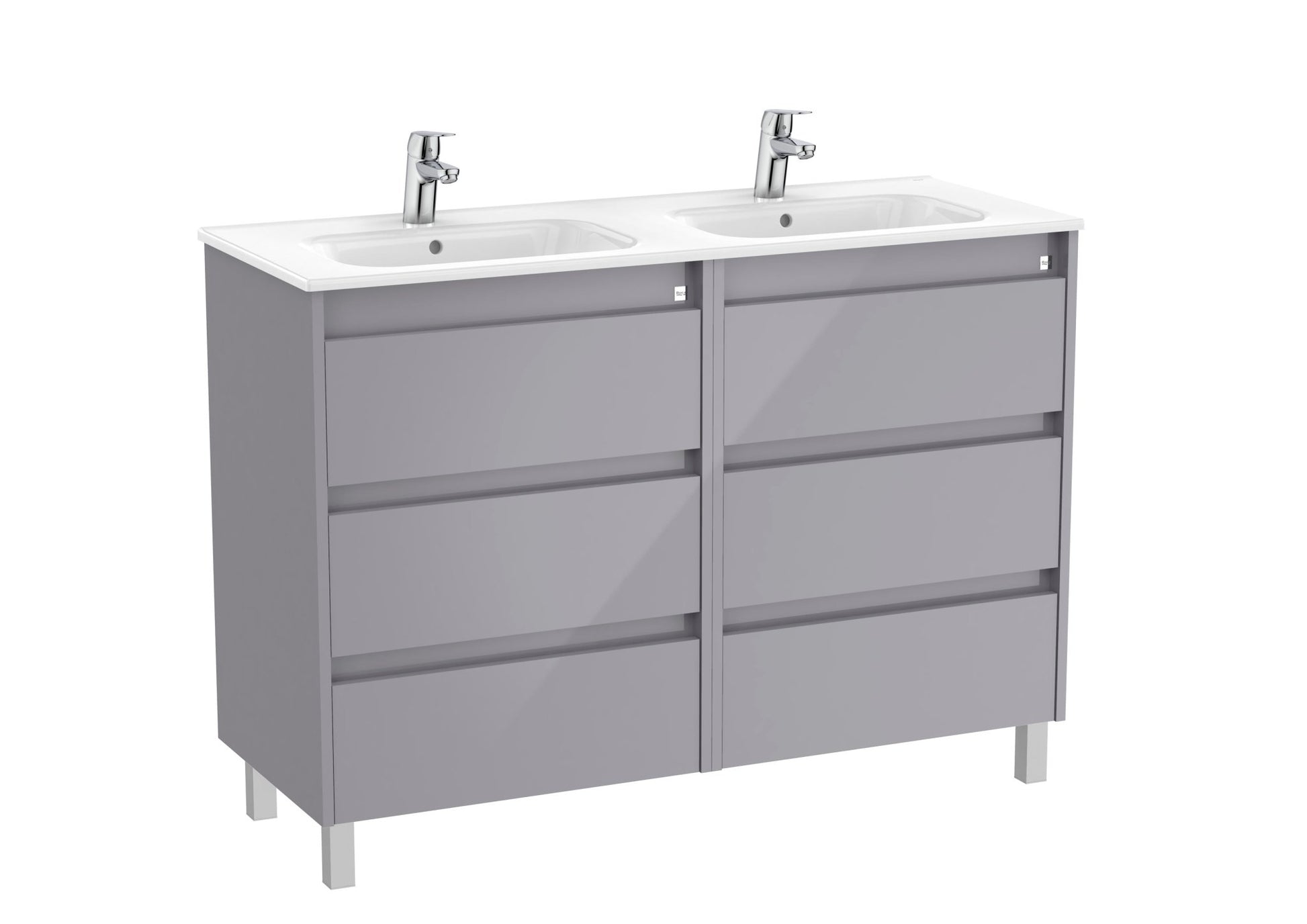 Roca - Mueble base Tenet Unik de seis cajones y lavabo doble - BricoandPool
