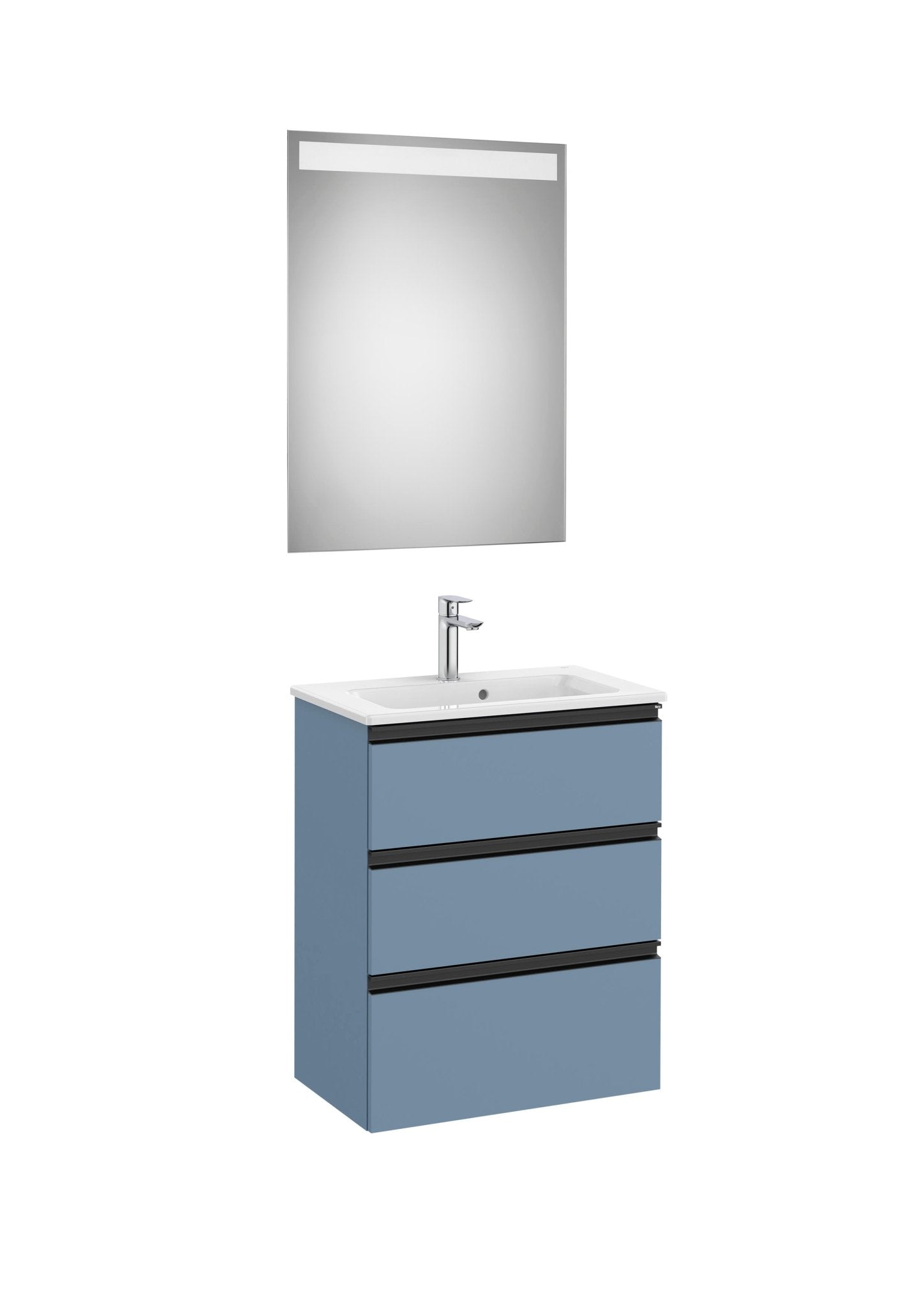 Roca - Mueble base The Gap Pack de cuatro cajones para dos lavabos de sobre encimera y espejo LED Eidos - BricoandPool