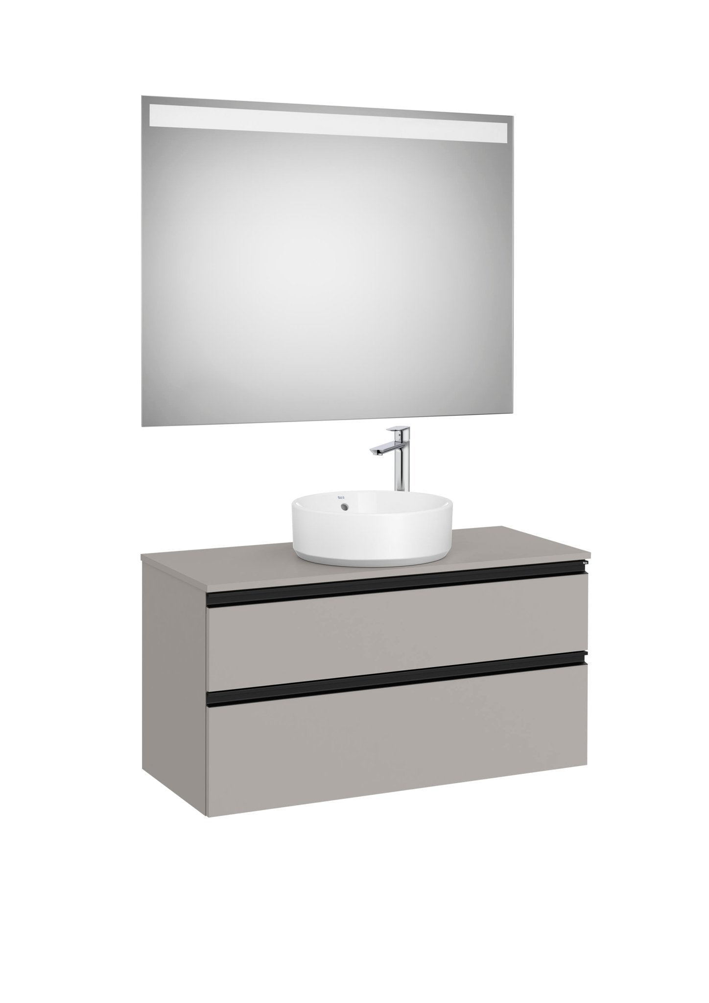 Roca - Mueble base The Gap Pack de dos cajones para lavabo de sobre encimera central y espejo LED - BricoandPool