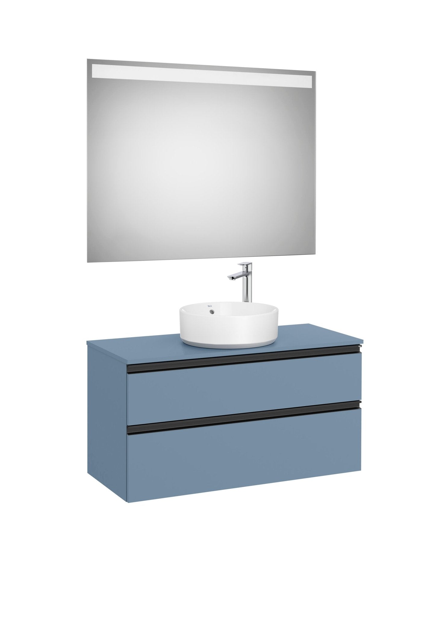 Roca - Mueble base The Gap Pack de dos cajones para lavabo de sobre encimera central y espejo LED - BricoandPool