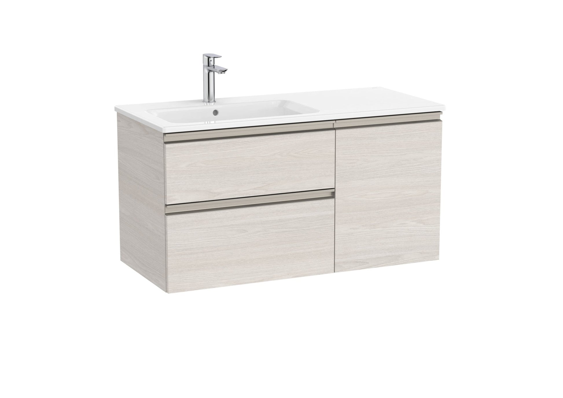 Roca - Mueble base The Gap Unik asimétrico de dos cajones y una puerta y lavabo - BricoandPool