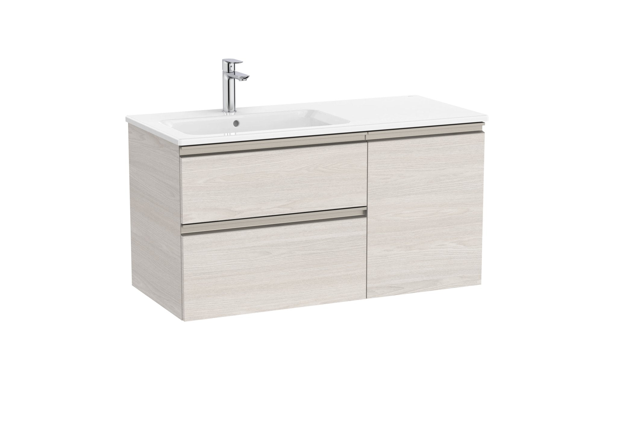 Roca - Mueble base The Gap Unik asimétrico de dos cajones y una puerta y lavabo - BricoandPool