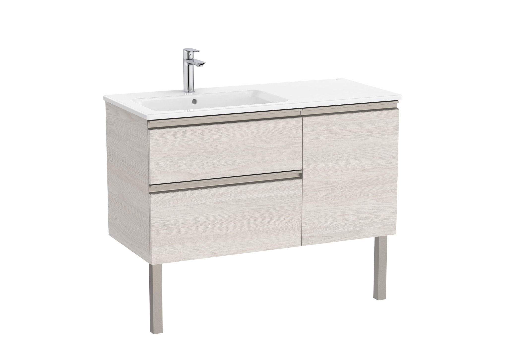 Roca - Mueble base The Gap Unik asimétrico de dos cajones y una puerta y lavabo - BricoandPool