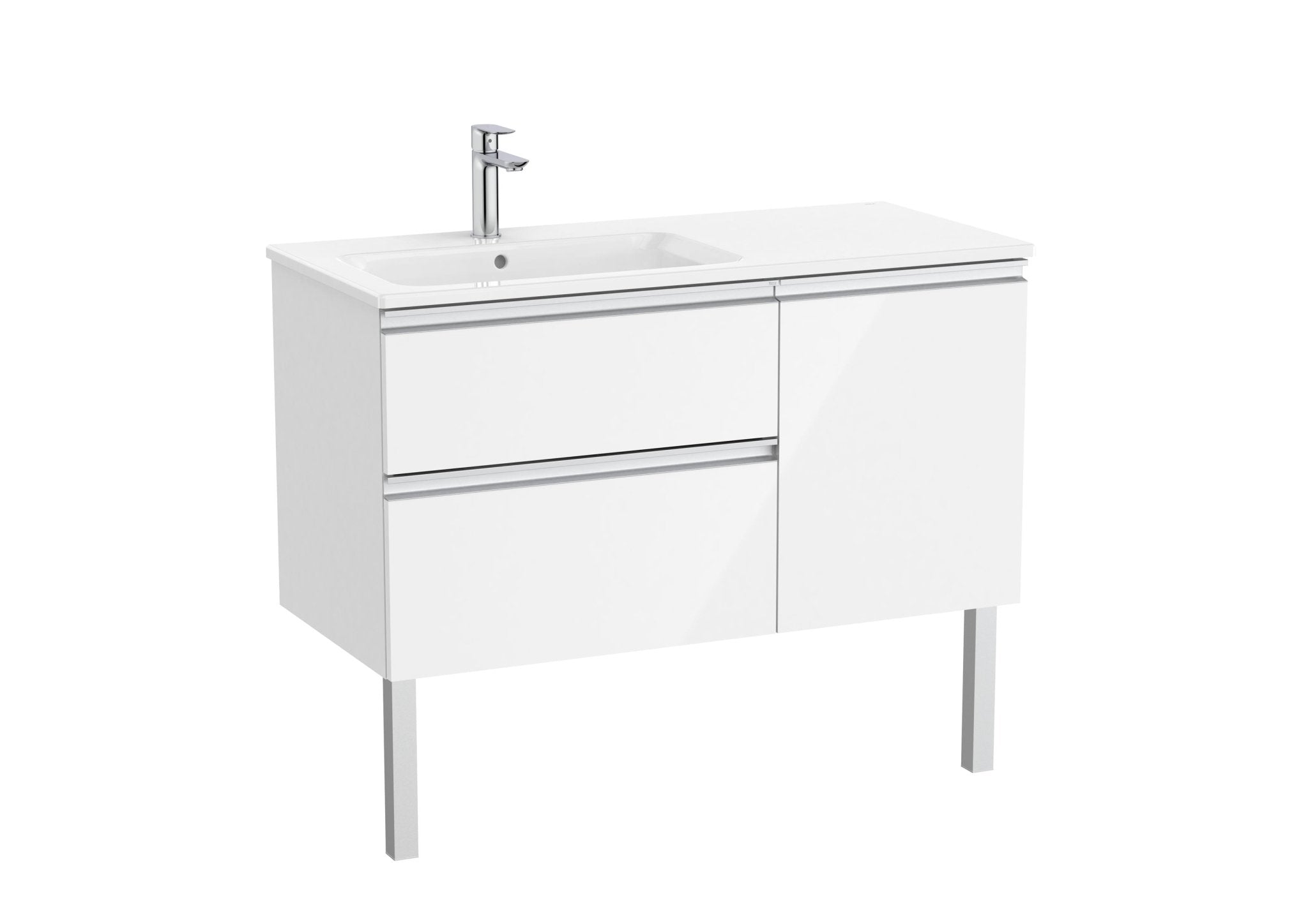 Roca - Mueble base The Gap Unik asimétrico de dos cajones y una puerta y lavabo - BricoandPool