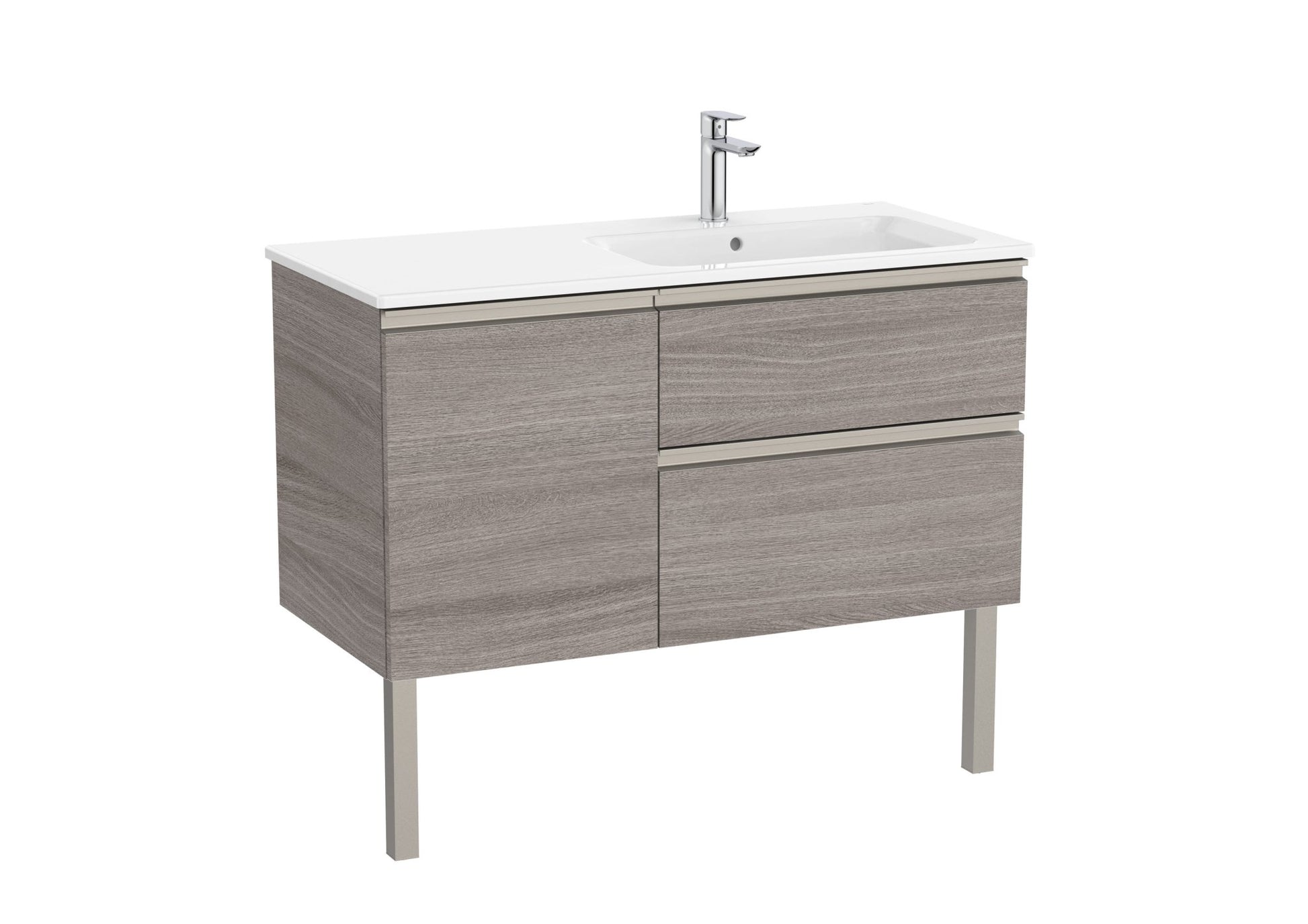 Roca - Mueble base The Gap Unik asimétrico de dos cajones y una puerta y lavabo - BricoandPool