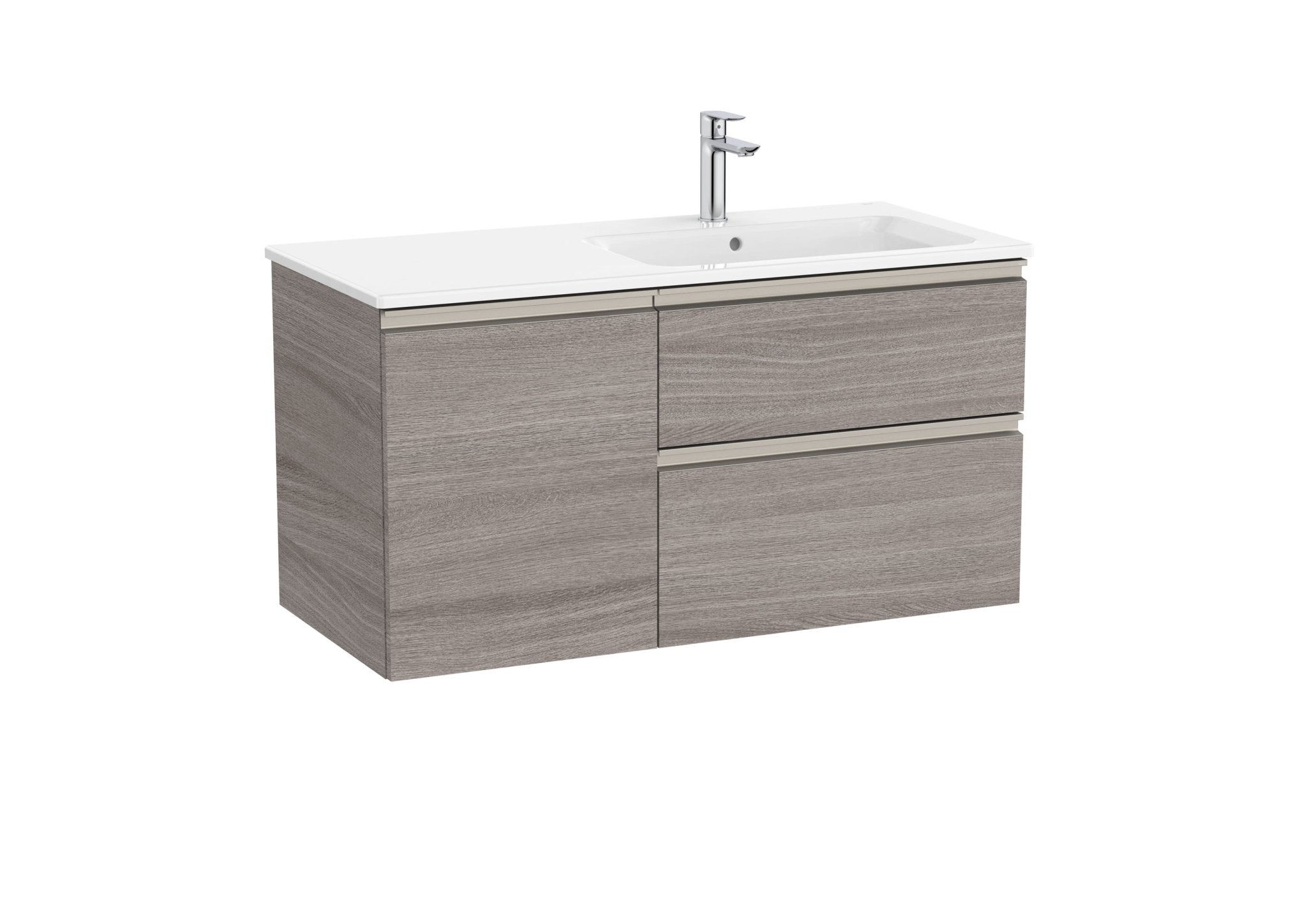 Roca - Mueble base The Gap Unik asimétrico de dos cajones y una puerta y lavabo - BricoandPool