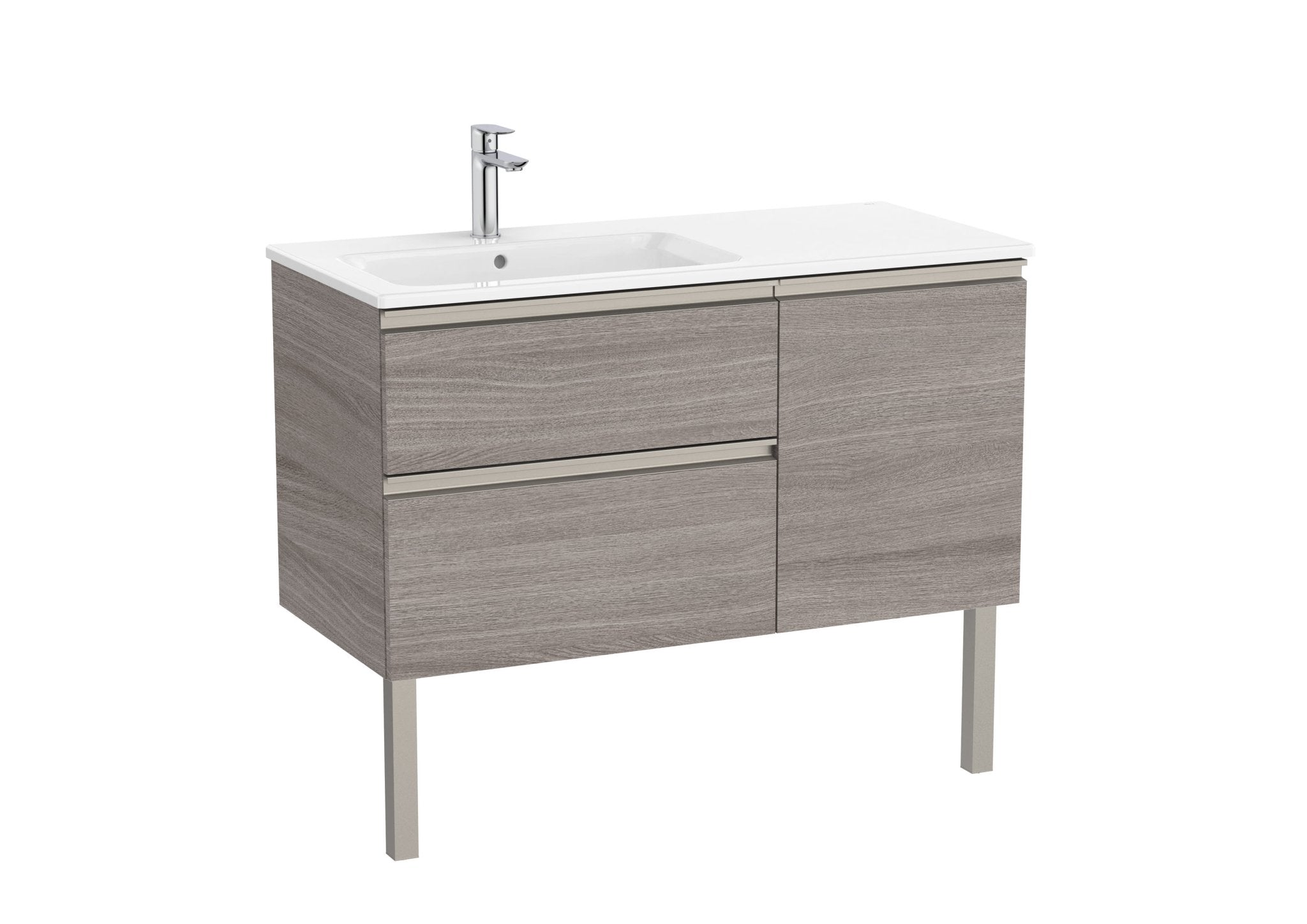 Roca - Mueble base The Gap Unik asimétrico de dos cajones y una puerta y lavabo - BricoandPool