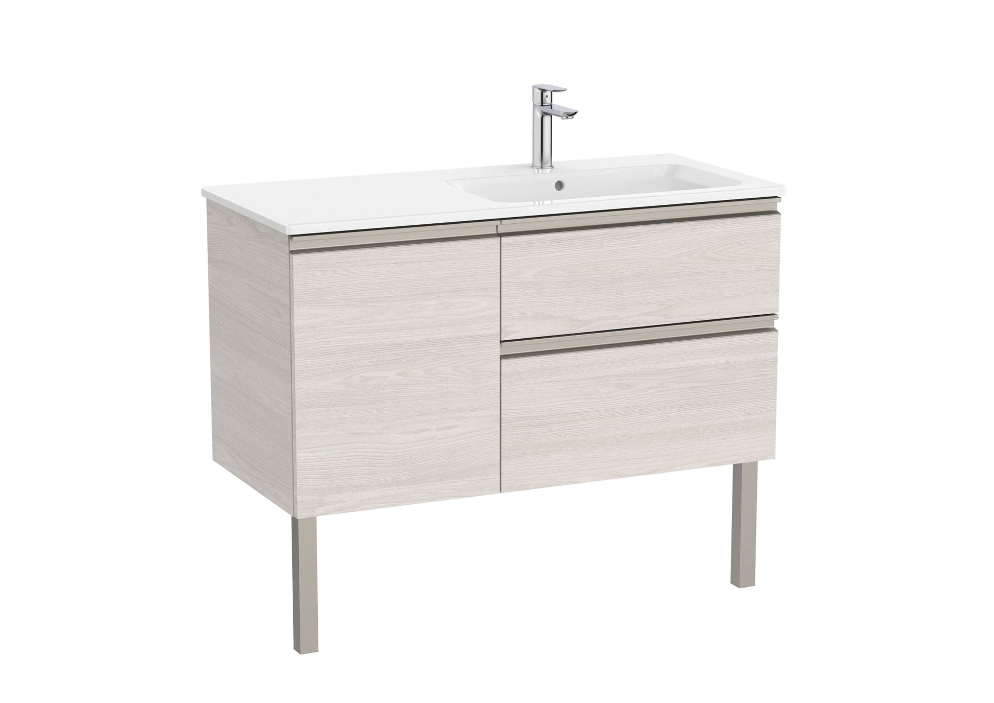 Roca - Mueble base The Gap Unik asimétrico de dos cajones y una puerta y lavabo - BricoandPool