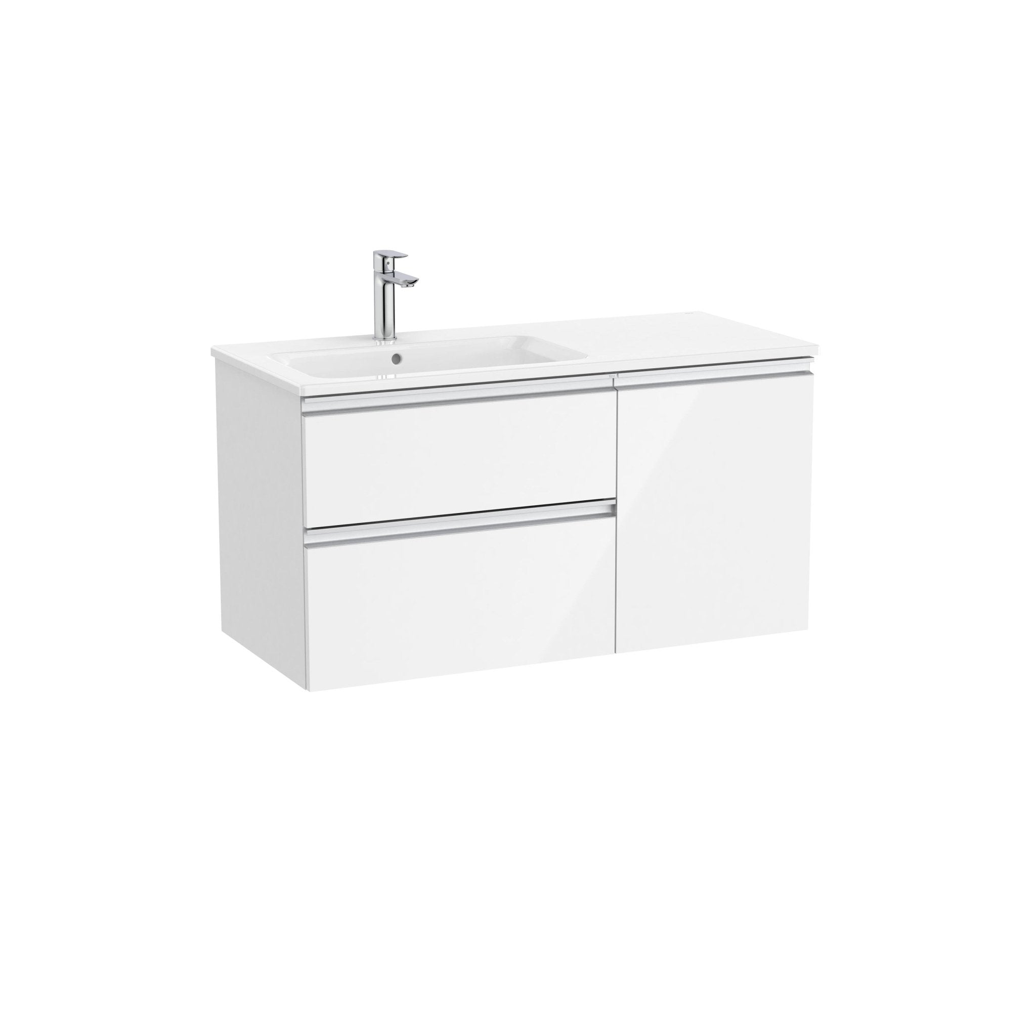 Roca - Mueble base The Gap Unik asimétrico de dos cajones y una puerta y lavabo - BricoandPool