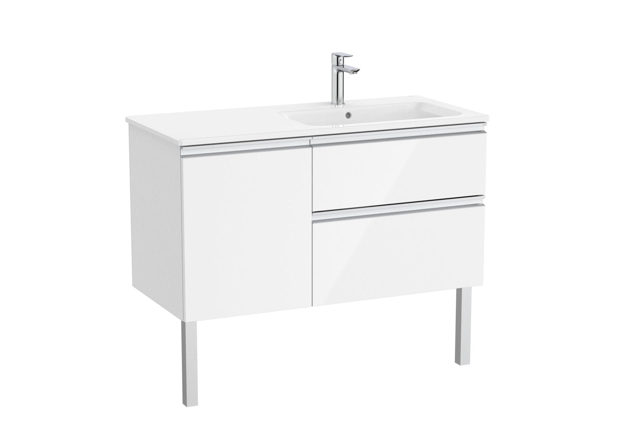 Roca - Mueble base The Gap Unik asimétrico de dos cajones y una puerta y lavabo - BricoandPool