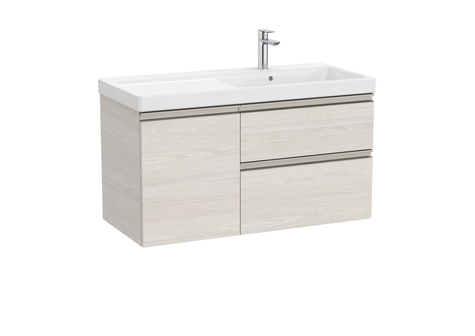 Roca - Mueble base The Gap Unik asimétrico de dos cajones y una puerta y lavabo plus - BricoandPool