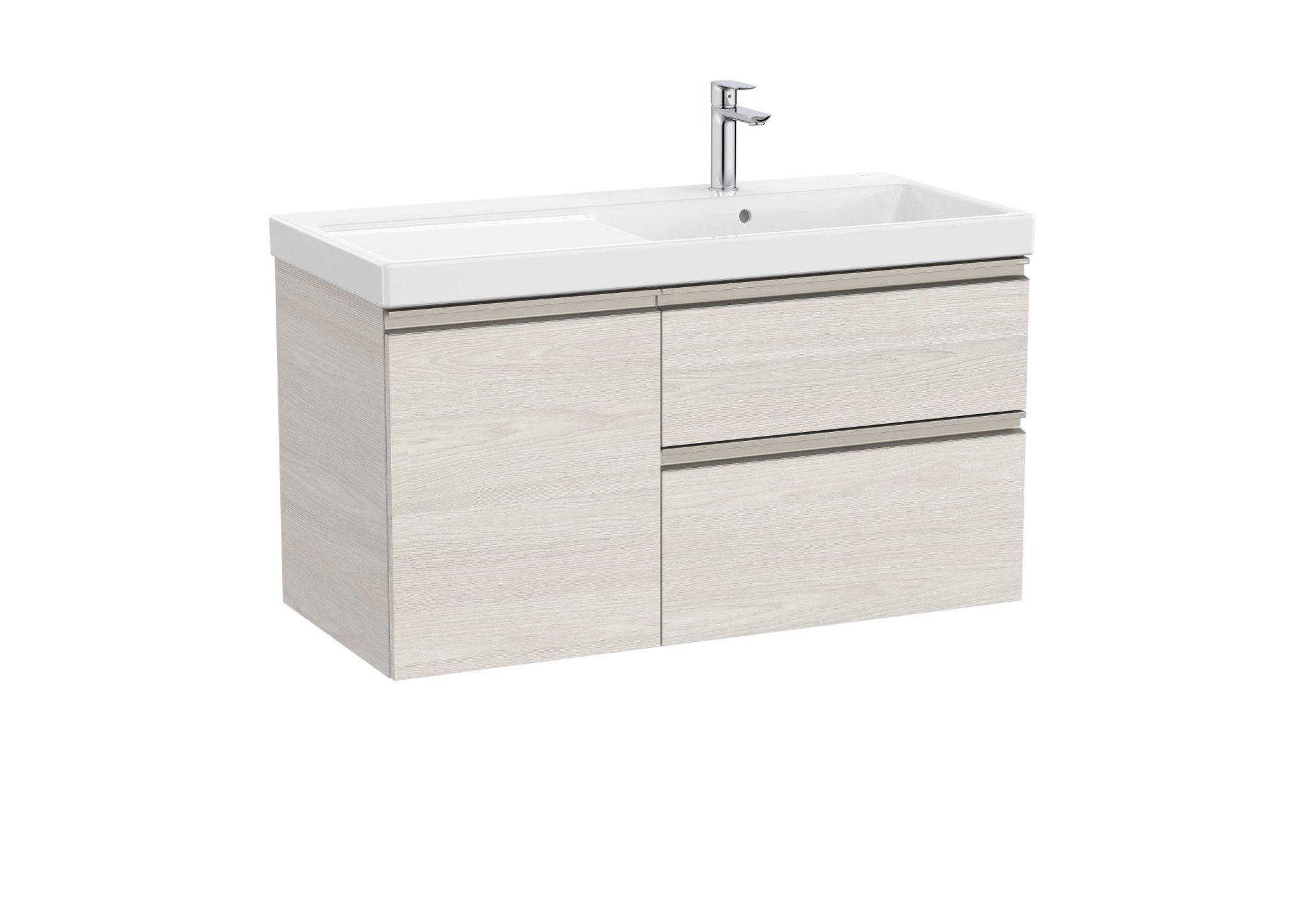 Roca - Mueble base The Gap Unik asimétrico de dos cajones y una puerta y lavabo plus - BricoandPool