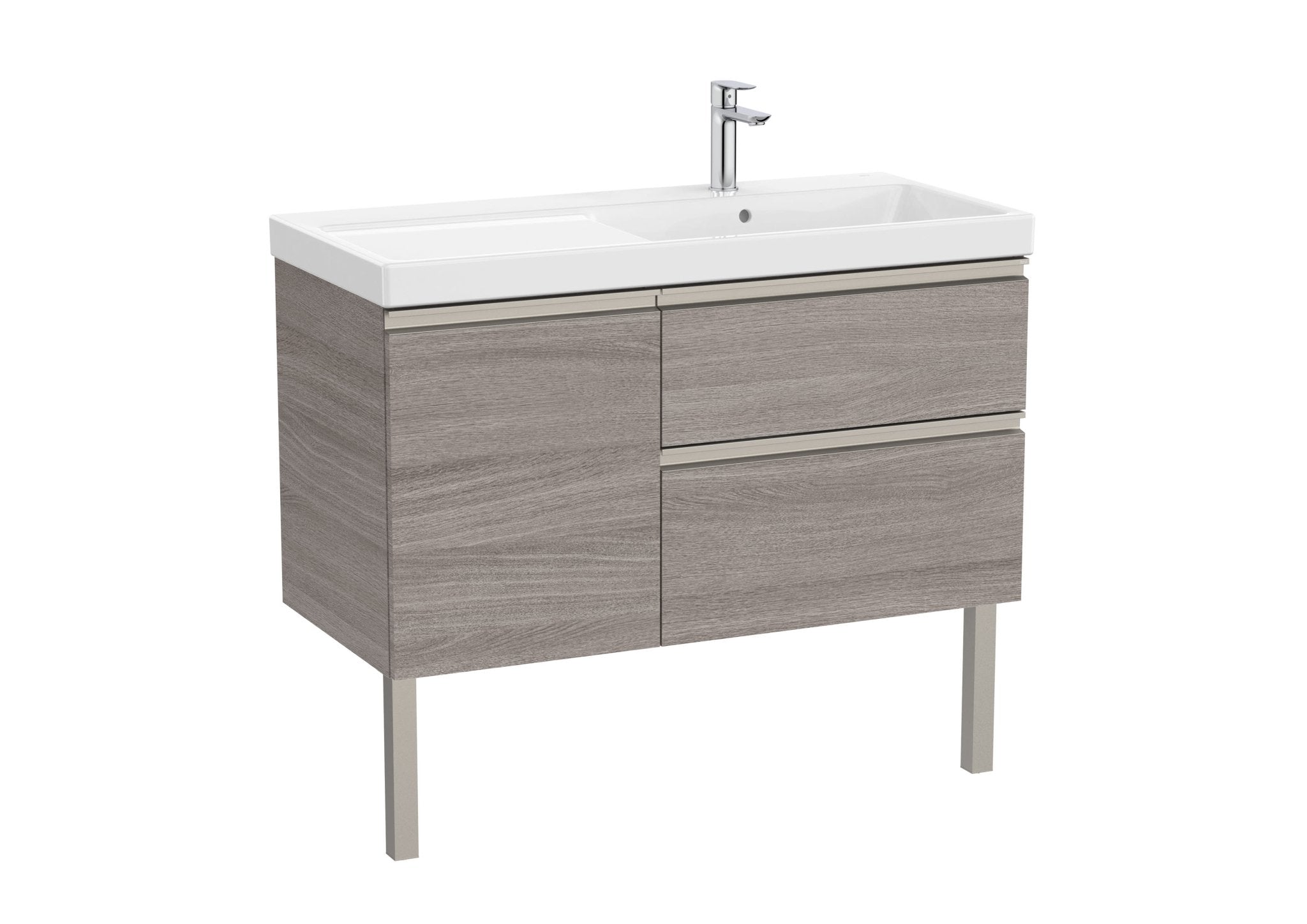 Roca - Mueble base The Gap Unik asimétrico de dos cajones y una puerta y lavabo plus - BricoandPool