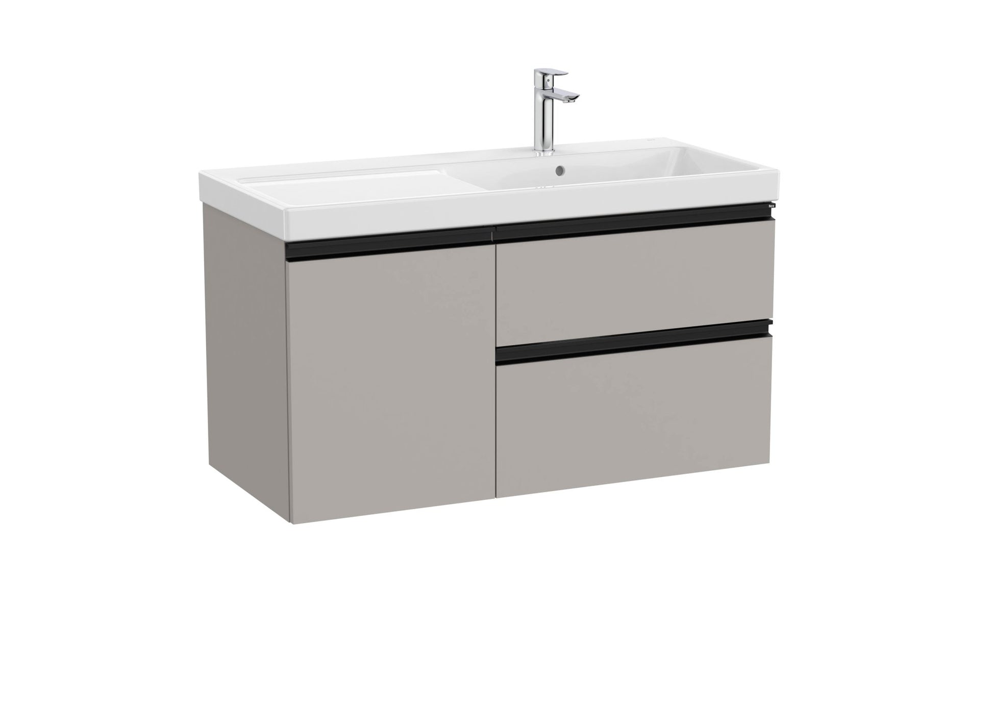 Roca - Mueble base The Gap Unik asimétrico de dos cajones y una puerta y lavabo plus - BricoandPool