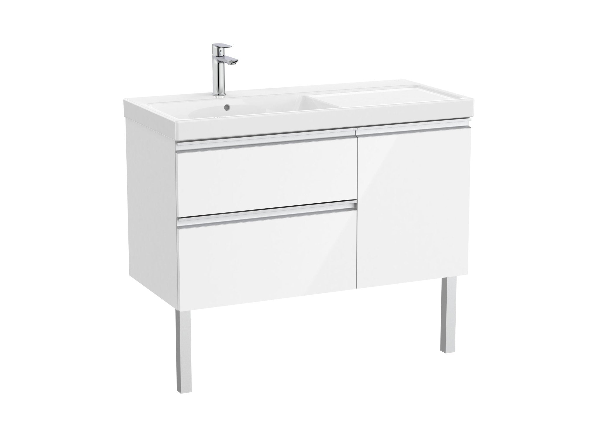 Roca - Mueble base The Gap Unik asimétrico de dos cajones y una puerta y lavabo plus - BricoandPool