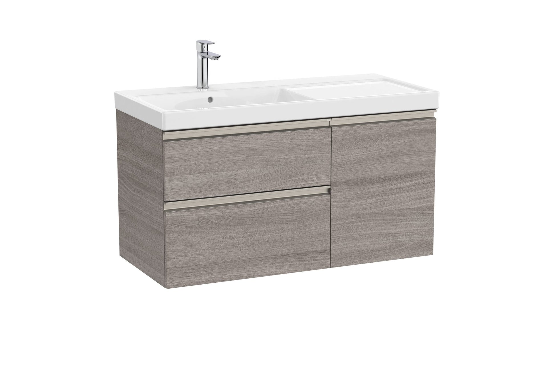 Roca - Mueble base The Gap Unik asimétrico de dos cajones y una puerta y lavabo plus - BricoandPool