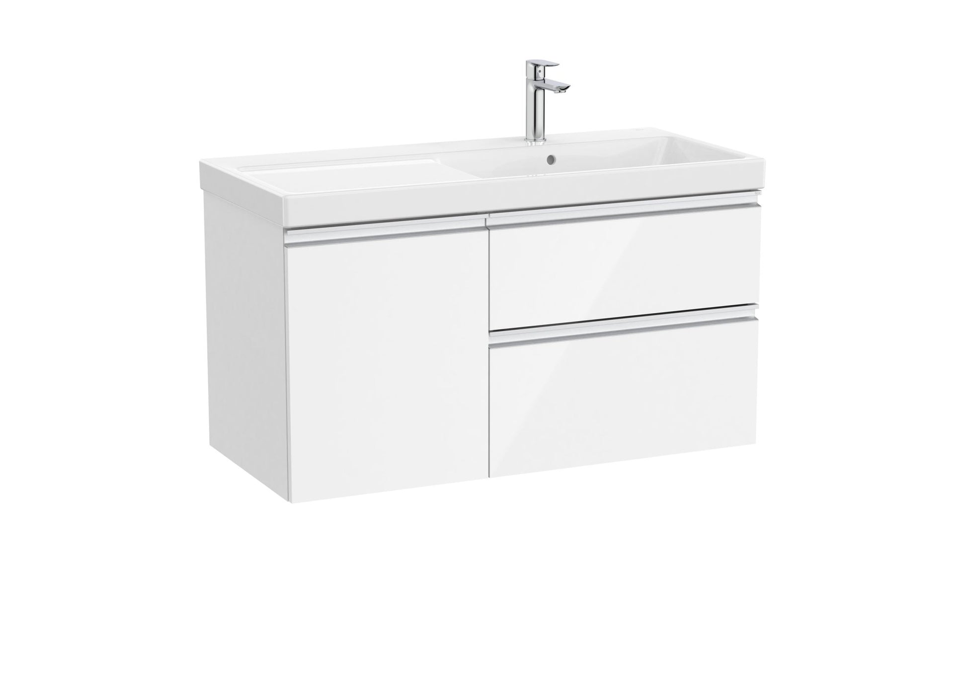 Roca - Mueble base The Gap Unik asimétrico de dos cajones y una puerta y lavabo plus - BricoandPool