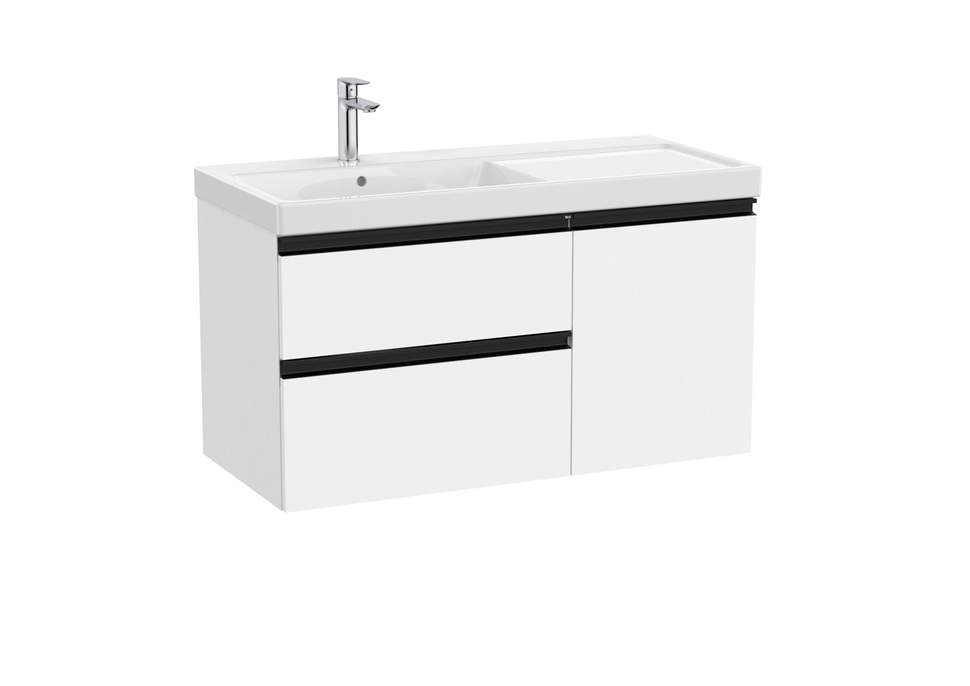 Roca - Mueble base The Gap Unik asimétrico de dos cajones y una puerta y lavabo plus - BricoandPool
