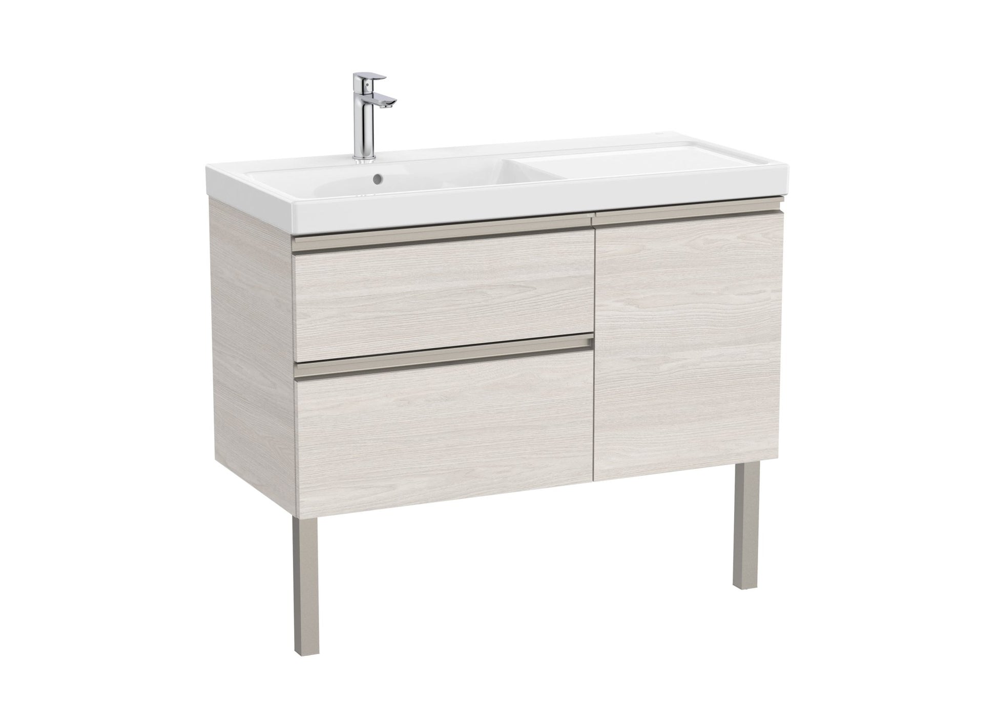 Roca - Mueble base The Gap Unik asimétrico de dos cajones y una puerta y lavabo plus - BricoandPool