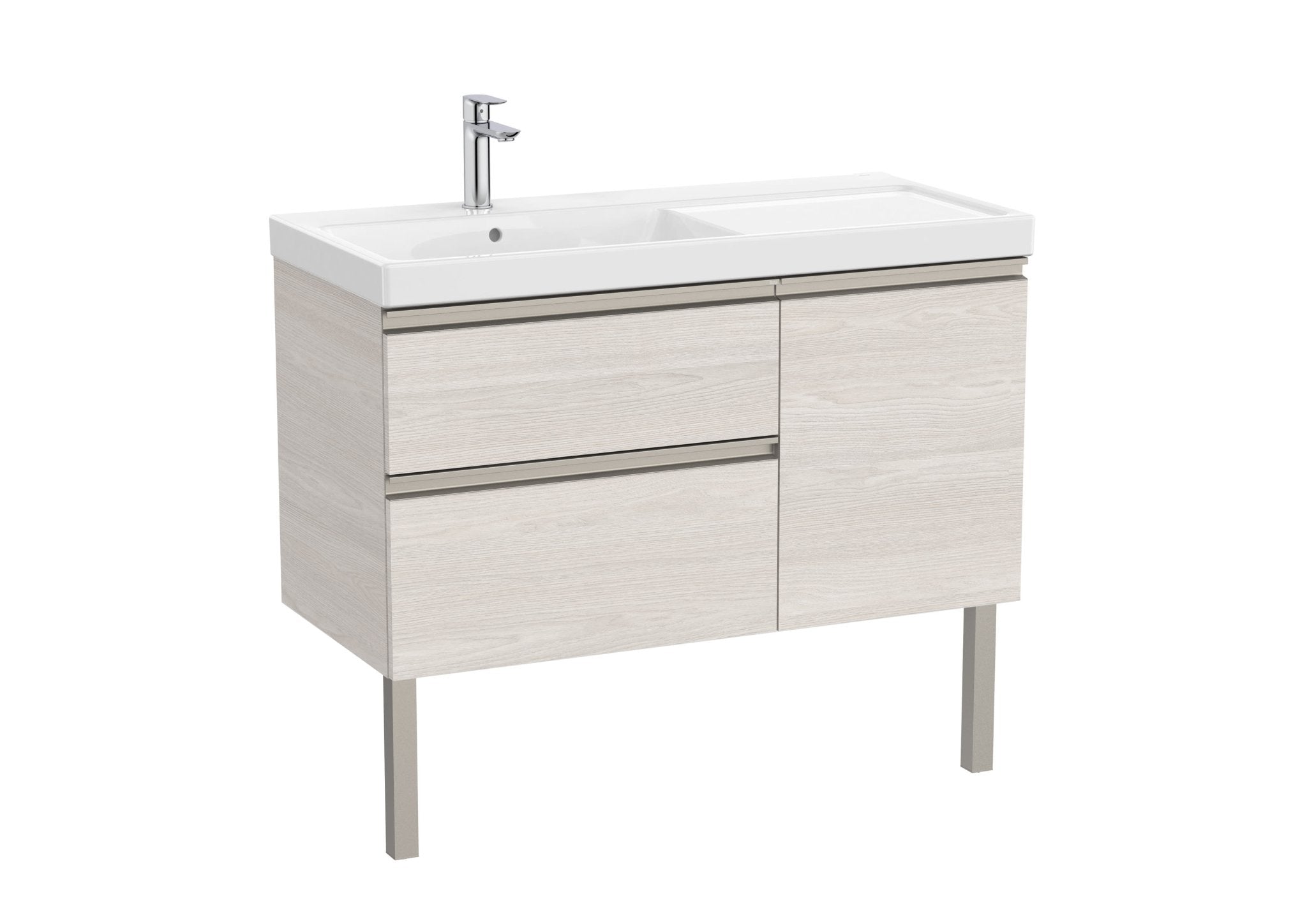 Roca - Mueble base The Gap Unik asimétrico de dos cajones y una puerta y lavabo plus - BricoandPool