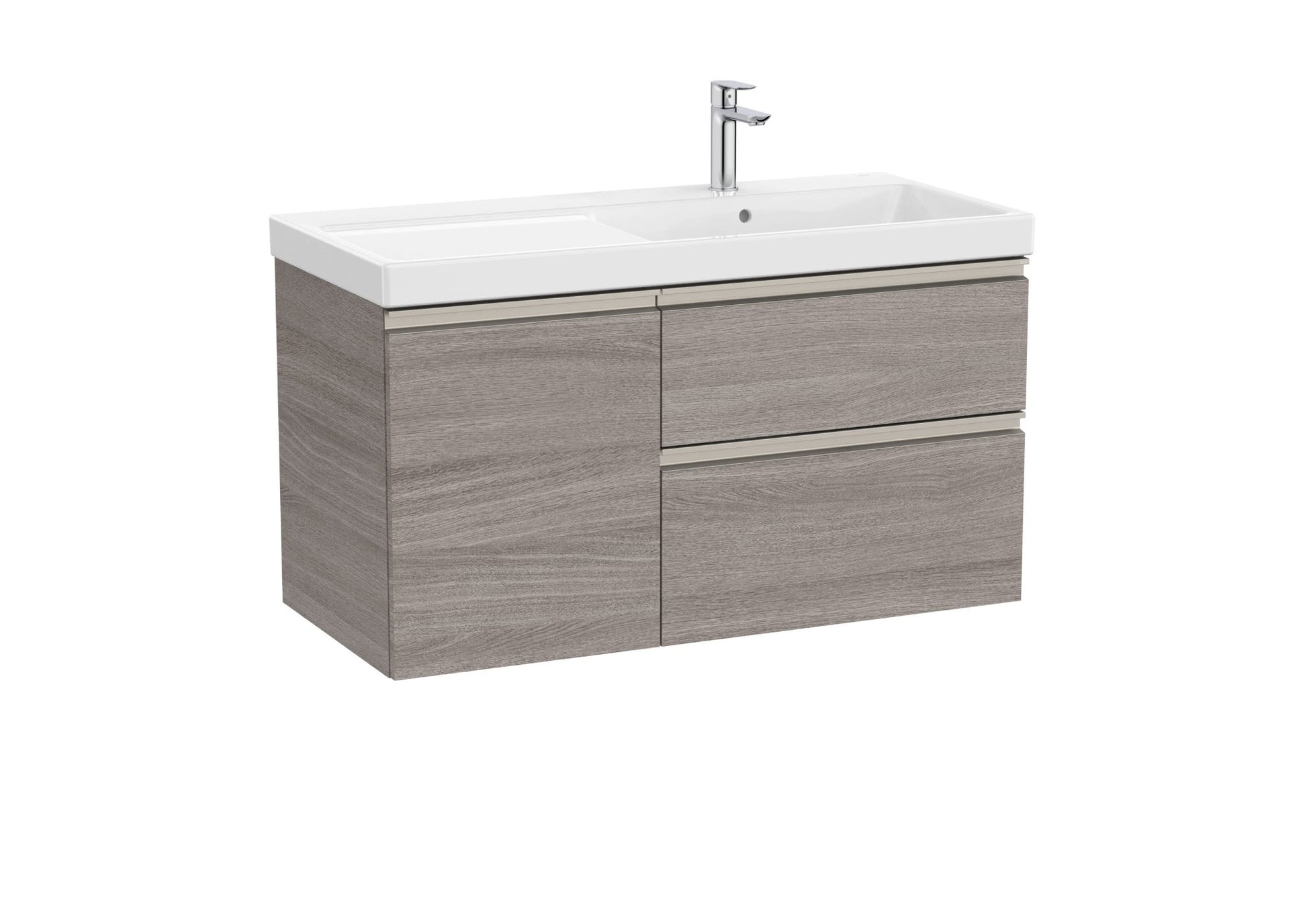 Roca - Mueble base The Gap Unik asimétrico de dos cajones y una puerta y lavabo plus - BricoandPool