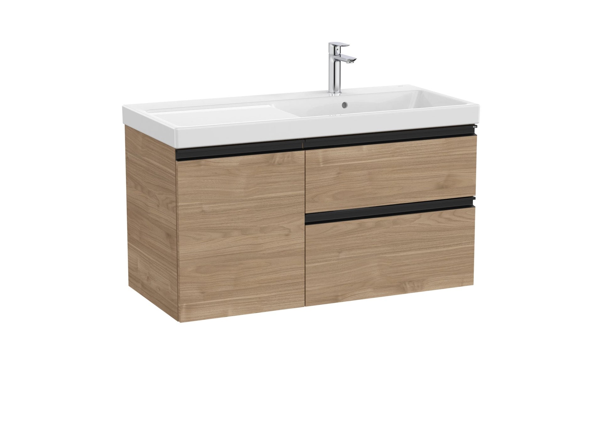 Roca - Mueble base The Gap Unik asimétrico de dos cajones y una puerta y lavabo plus - BricoandPool