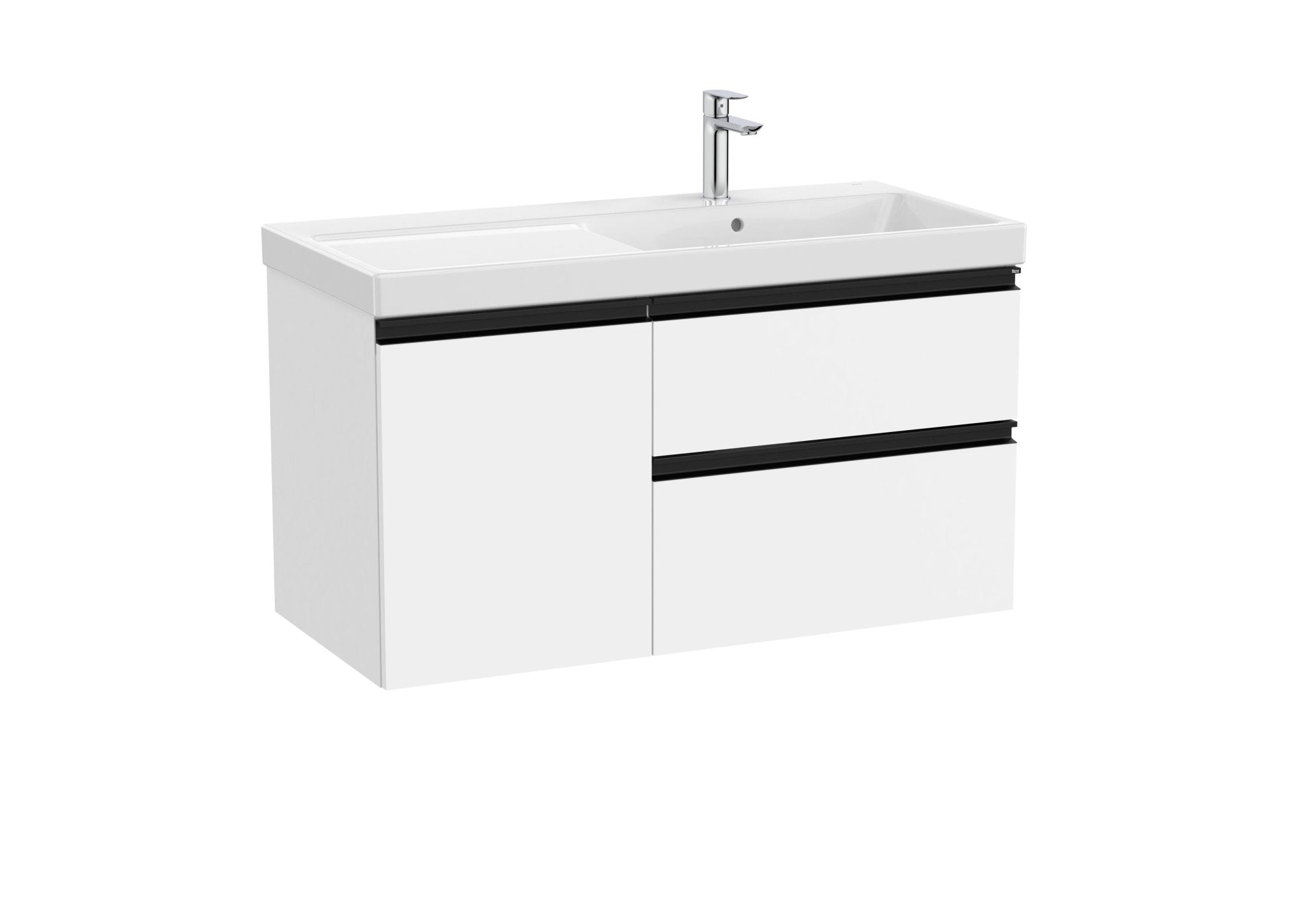 Roca - Mueble base The Gap Unik asimétrico de dos cajones y una puerta y lavabo plus - BricoandPool