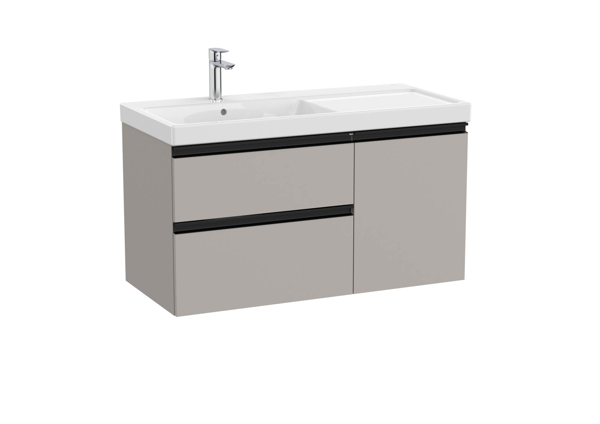 Roca - Mueble base The Gap Unik asimétrico de dos cajones y una puerta y lavabo plus - BricoandPool