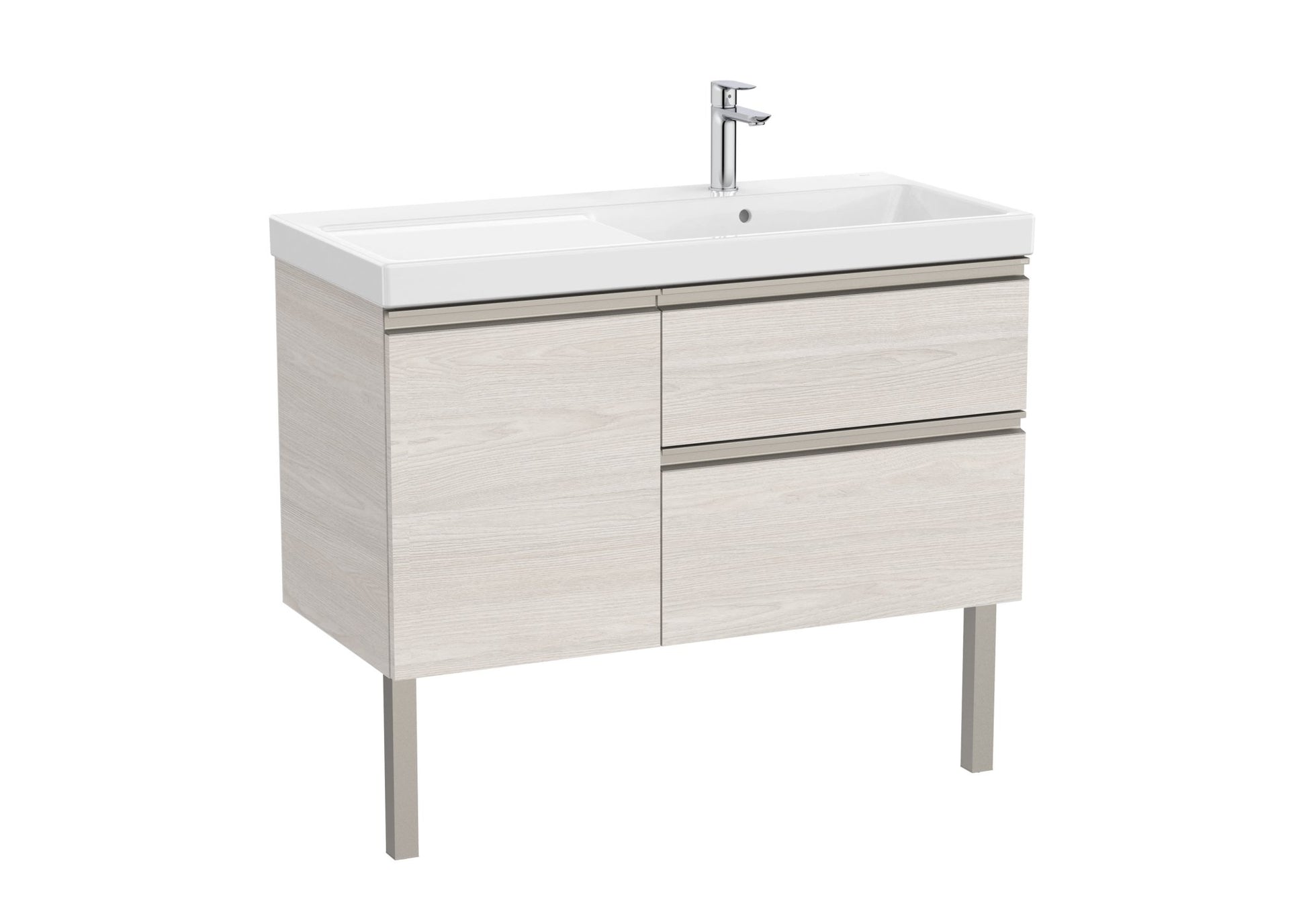 Roca - Mueble base The Gap Unik asimétrico de dos cajones y una puerta y lavabo plus - BricoandPool