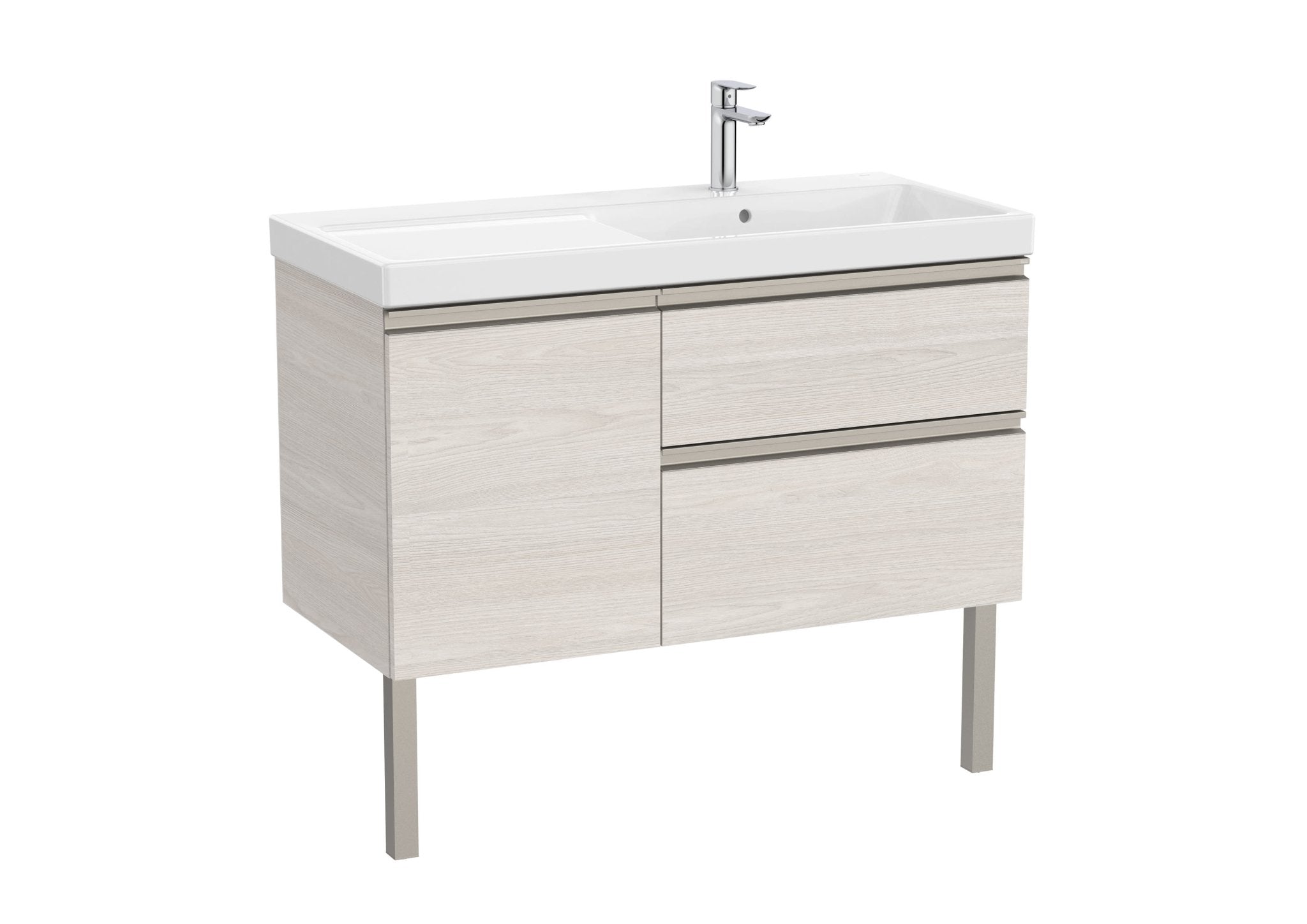 Roca - Mueble base The Gap Unik asimétrico de dos cajones y una puerta y lavabo plus - BricoandPool