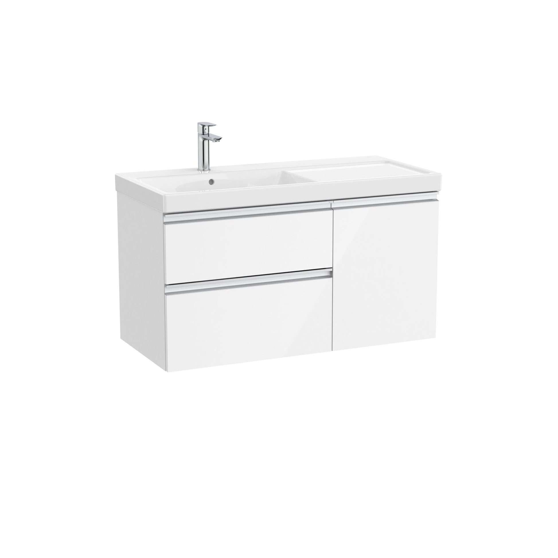 Roca - Mueble base The Gap Unik asimétrico de dos cajones y una puerta y lavabo plus - BricoandPool