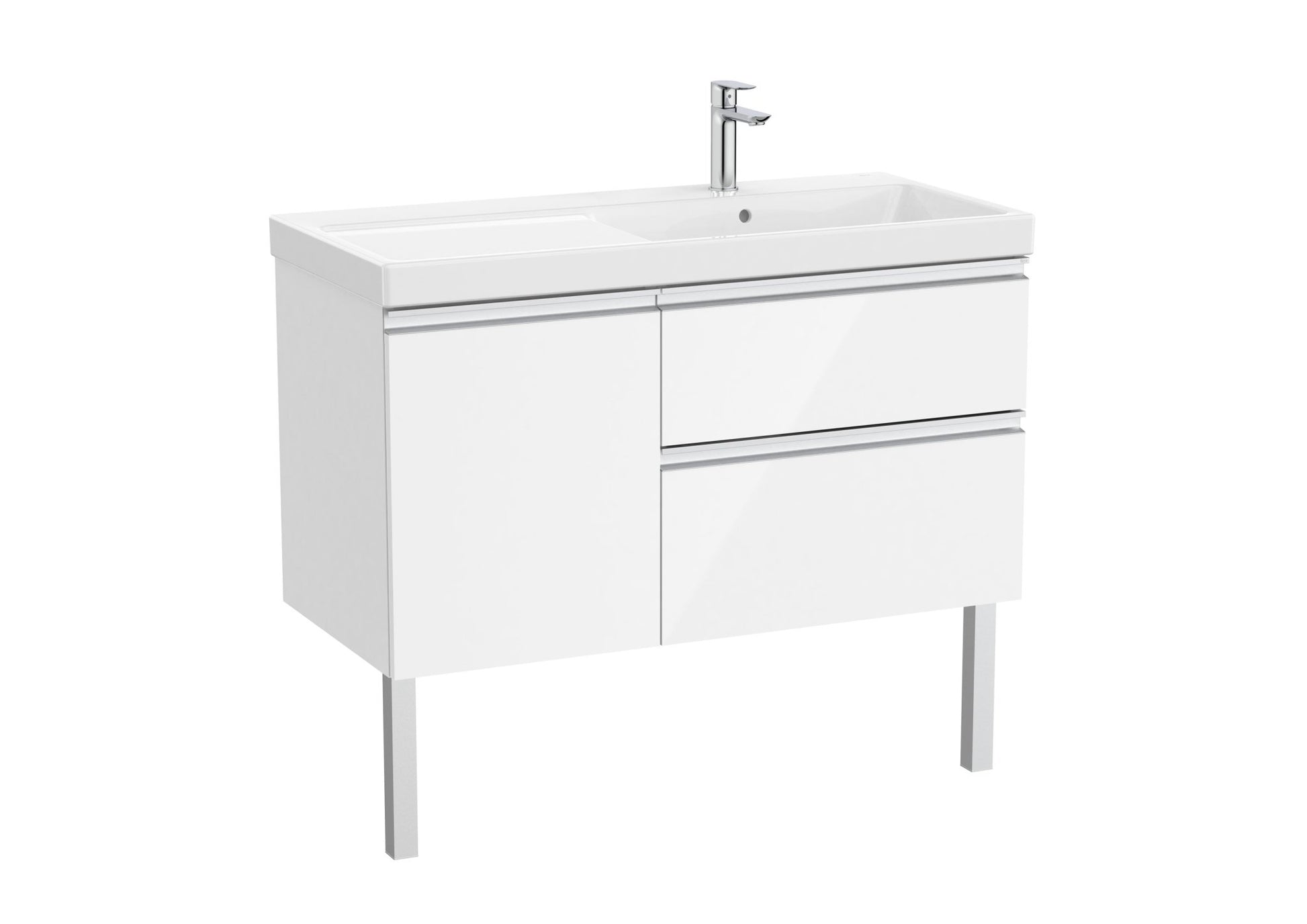 Roca - Mueble base The Gap Unik asimétrico de dos cajones y una puerta y lavabo plus - BricoandPool