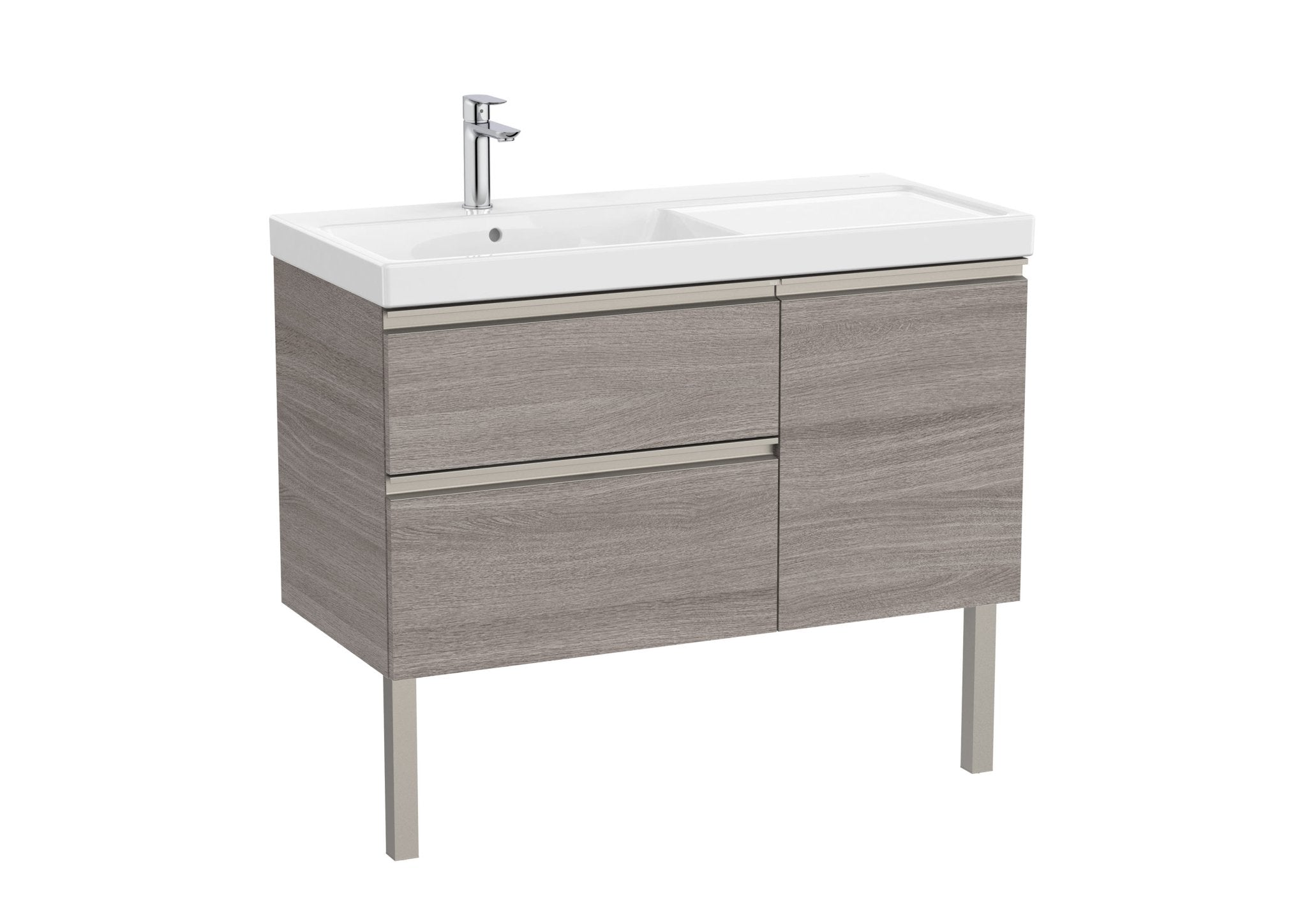 Roca - Mueble base The Gap Unik asimétrico de dos cajones y una puerta y lavabo plus - BricoandPool