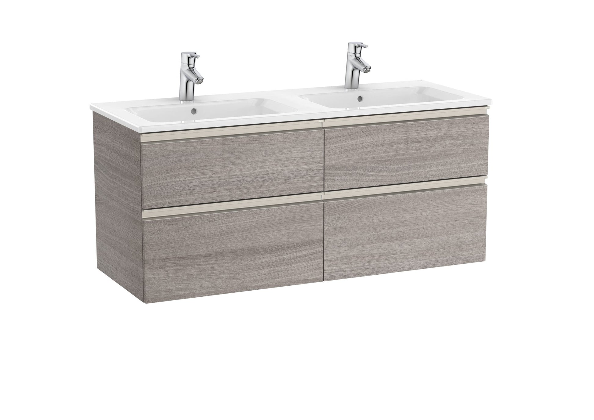 Roca - Mueble base The Gap Unik de cuatro cajones y lavabo doble - BricoandPool