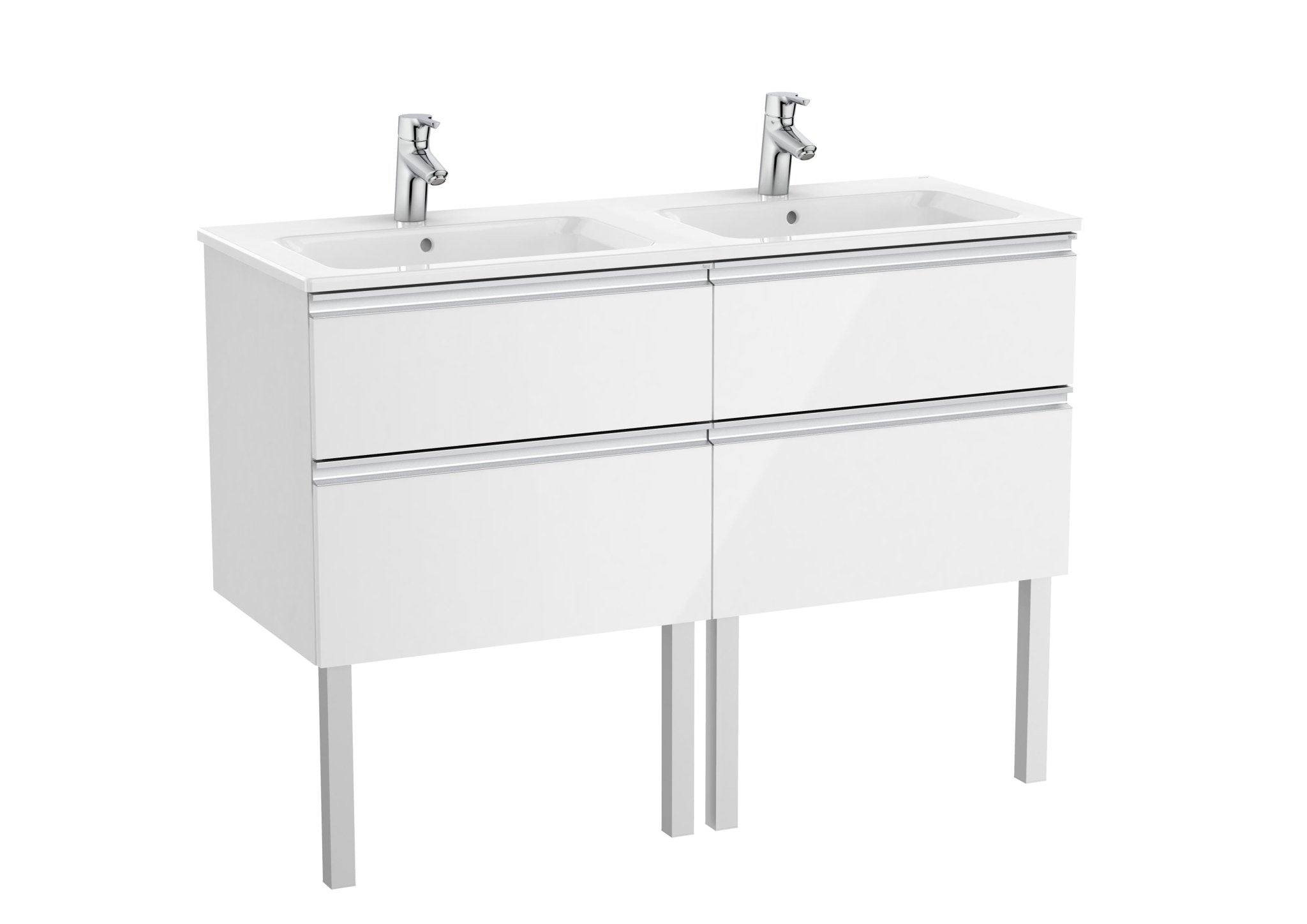 Roca - Mueble base The Gap Unik de cuatro cajones y lavabo doble - BricoandPool