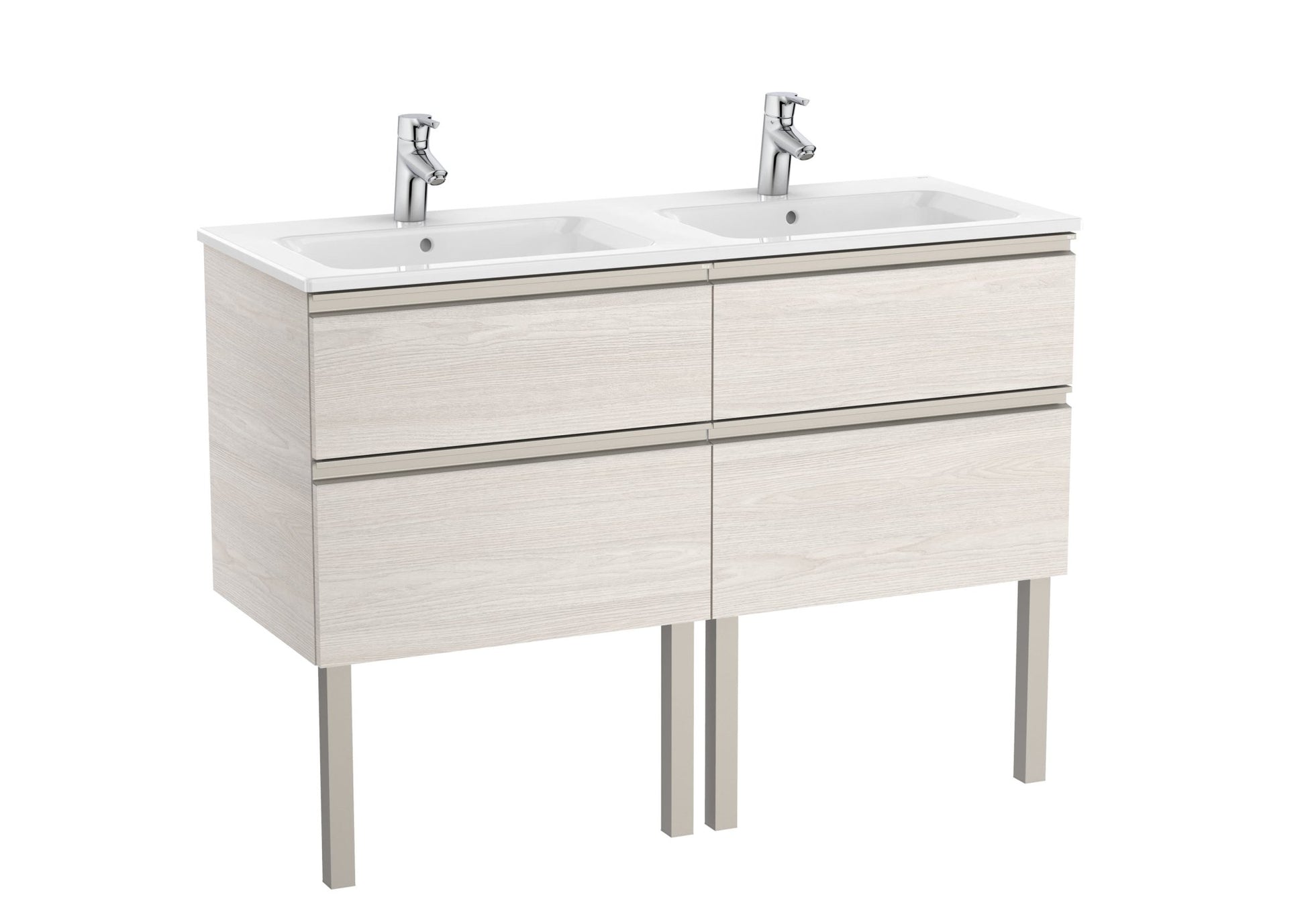 Roca - Mueble base The Gap Unik de cuatro cajones y lavabo doble - BricoandPool