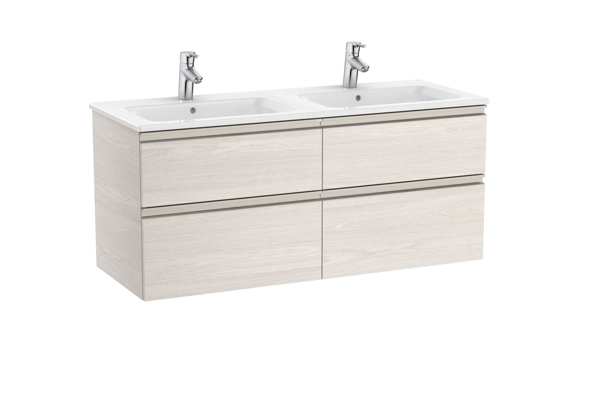 Roca - Mueble base The Gap Unik de cuatro cajones y lavabo doble - BricoandPool