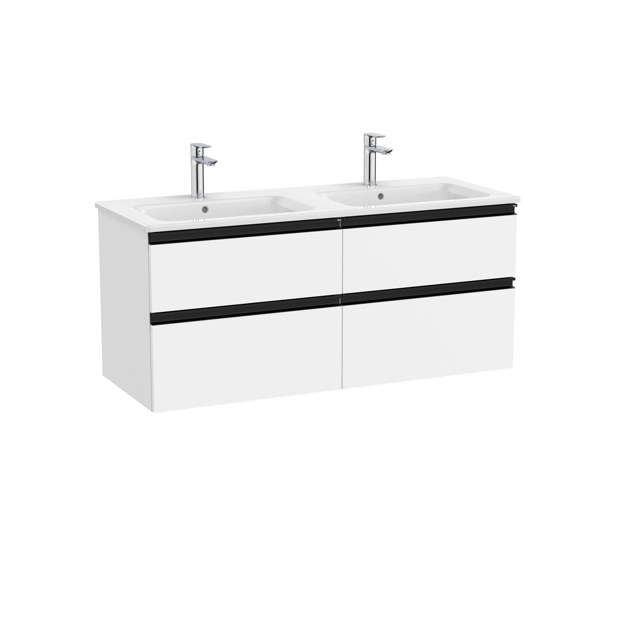 Roca - Mueble base The Gap Unik de cuatro cajones y lavabo doble - BricoandPool