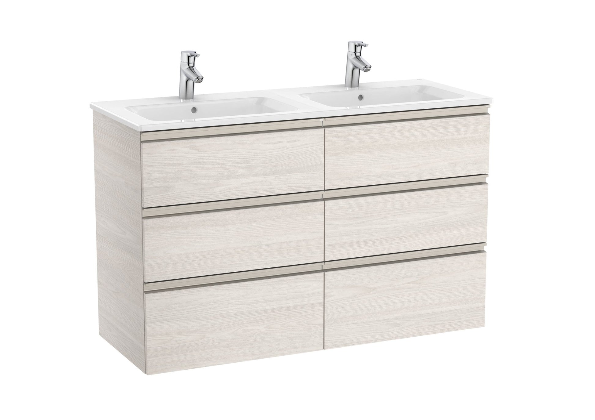Roca - Mueble base The Gap Unik de seis cajones y lavabo doble - BricoandPool