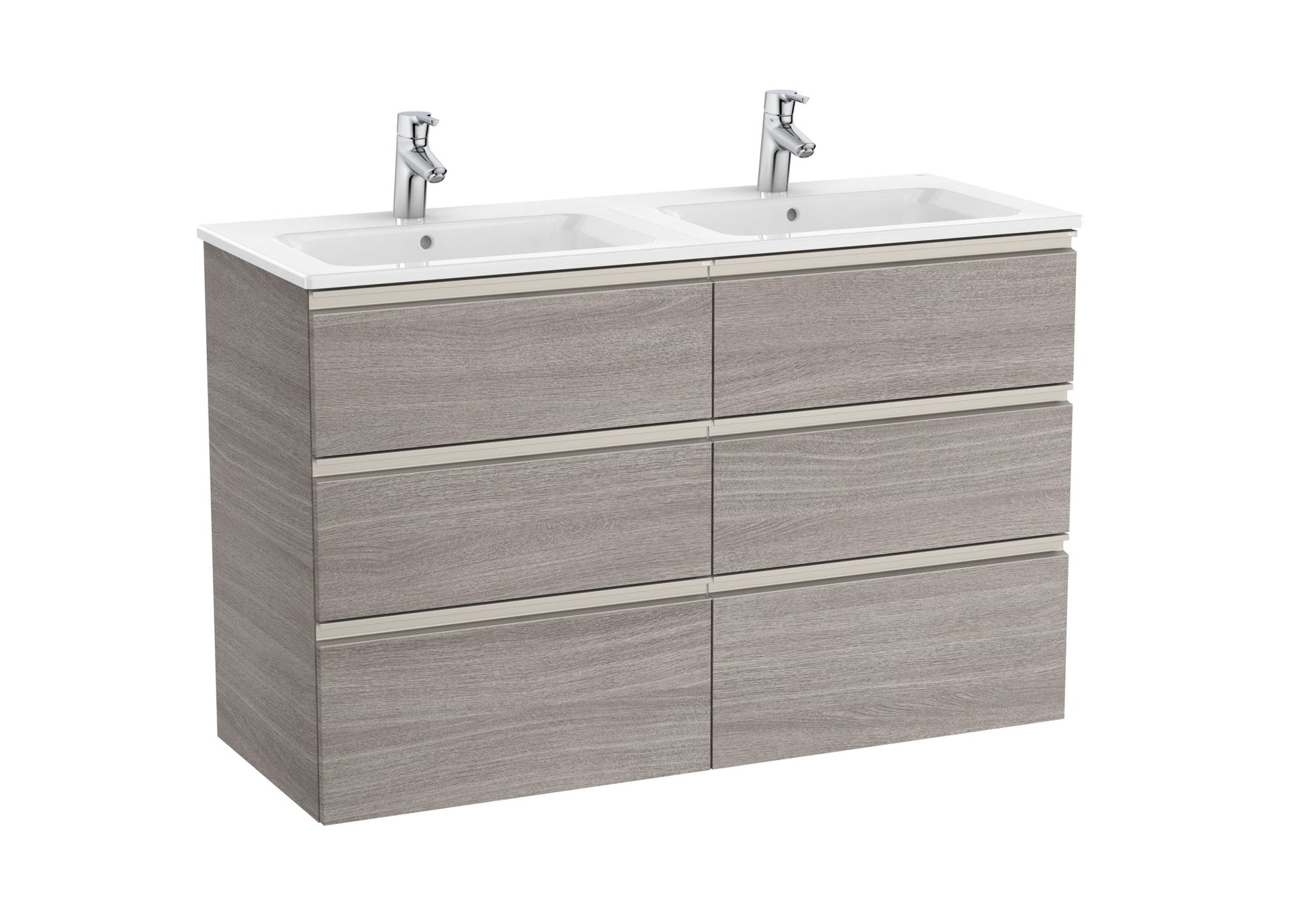 Roca - Mueble base The Gap Unik de seis cajones y lavabo doble - BricoandPool