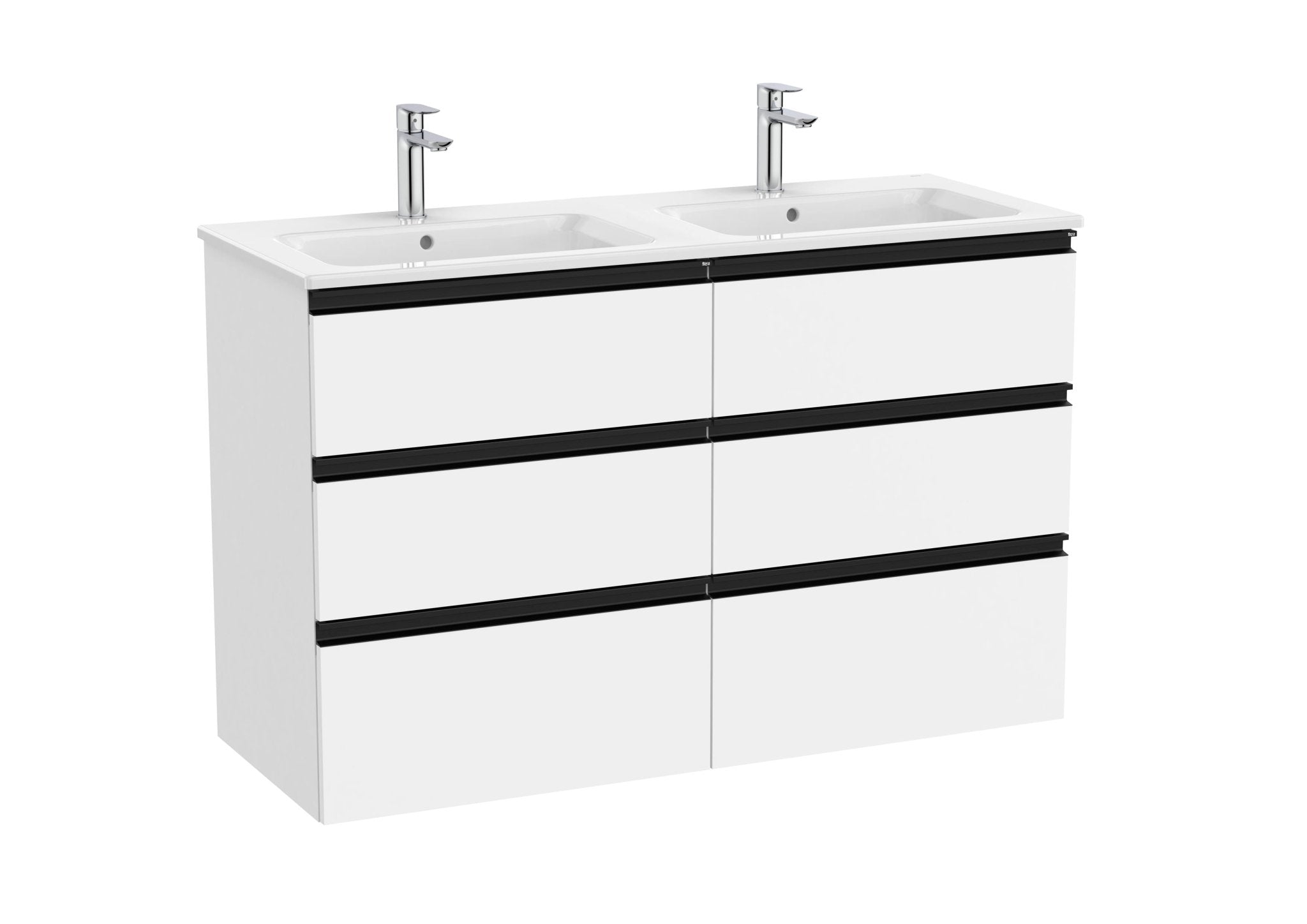 Roca - Mueble base The Gap Unik de seis cajones y lavabo doble - BricoandPool