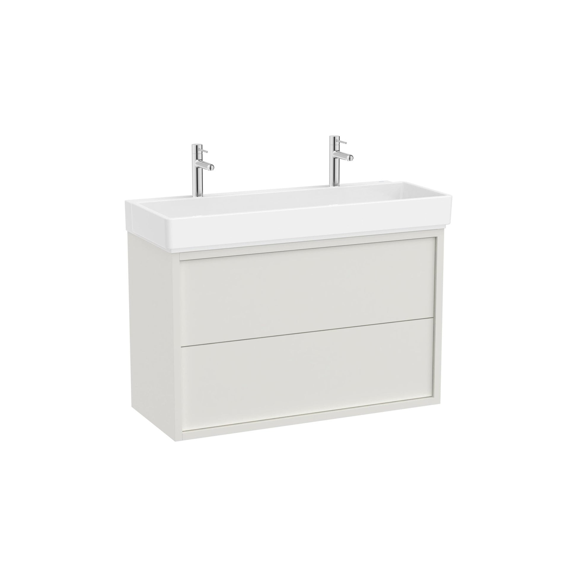 Roca - Mueble base Tura Unik de dos cajones y lavabo con dos orificios para grifería - BricoandPool